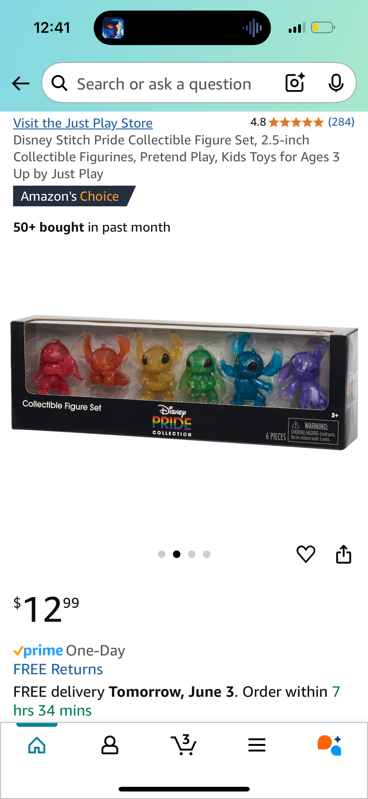 Disney Stitch Pride Collectible Figure Set, 2.5-inch Collectible Figurines, Pretend Play, Kids Toys for Ages 3 Up by Just Play
