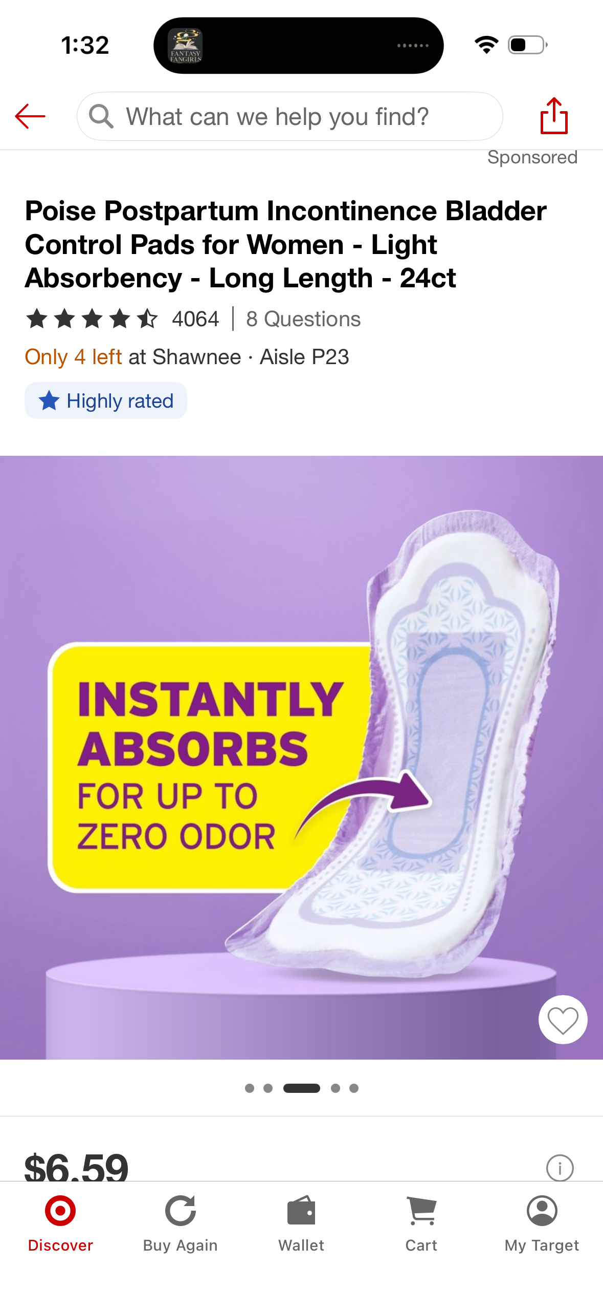 Poise Postpartum Incontinence Bladder Control Pads for Women - Light Absorbency - Long Length - 24ct