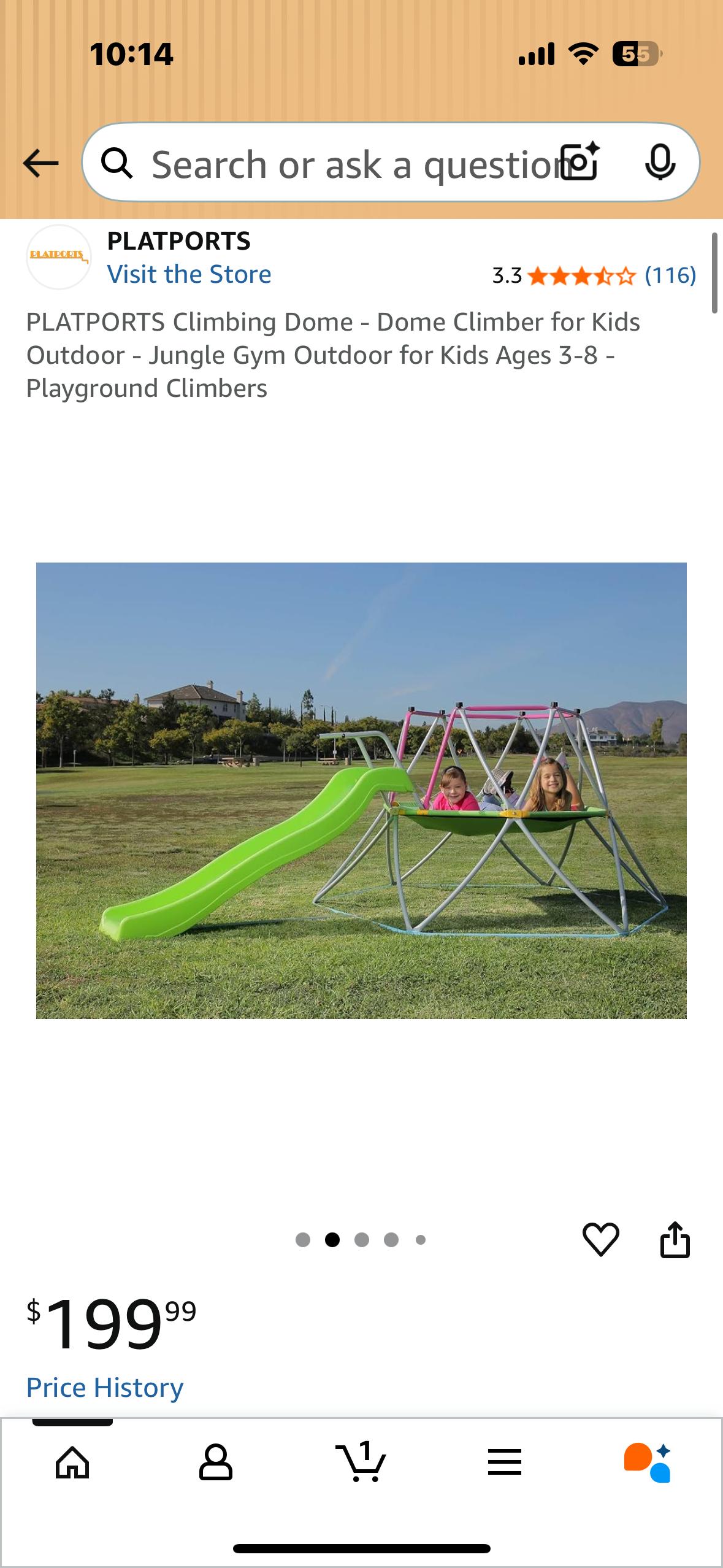 PLATPORTS Climbing Dome with Slide - Dome Climber for Kids Outdoor - Jungle Gym Outdoor for Kids Ages 3-8 - Playground Climbers (W519)