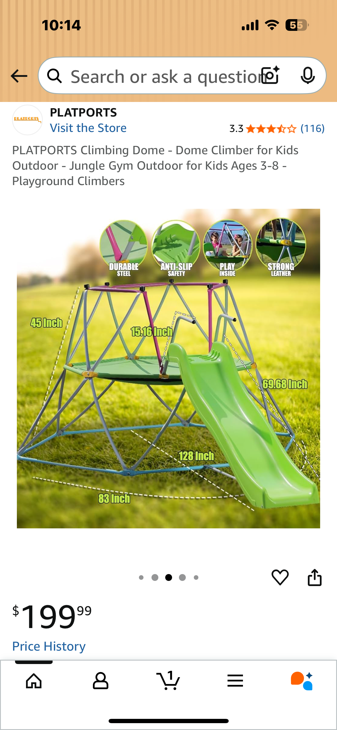 PLATPORTS Climbing Dome with Slide - Dome Climber for Kids Outdoor - Jungle Gym Outdoor for Kids Ages 3-8 - Playground Climbers (W519)