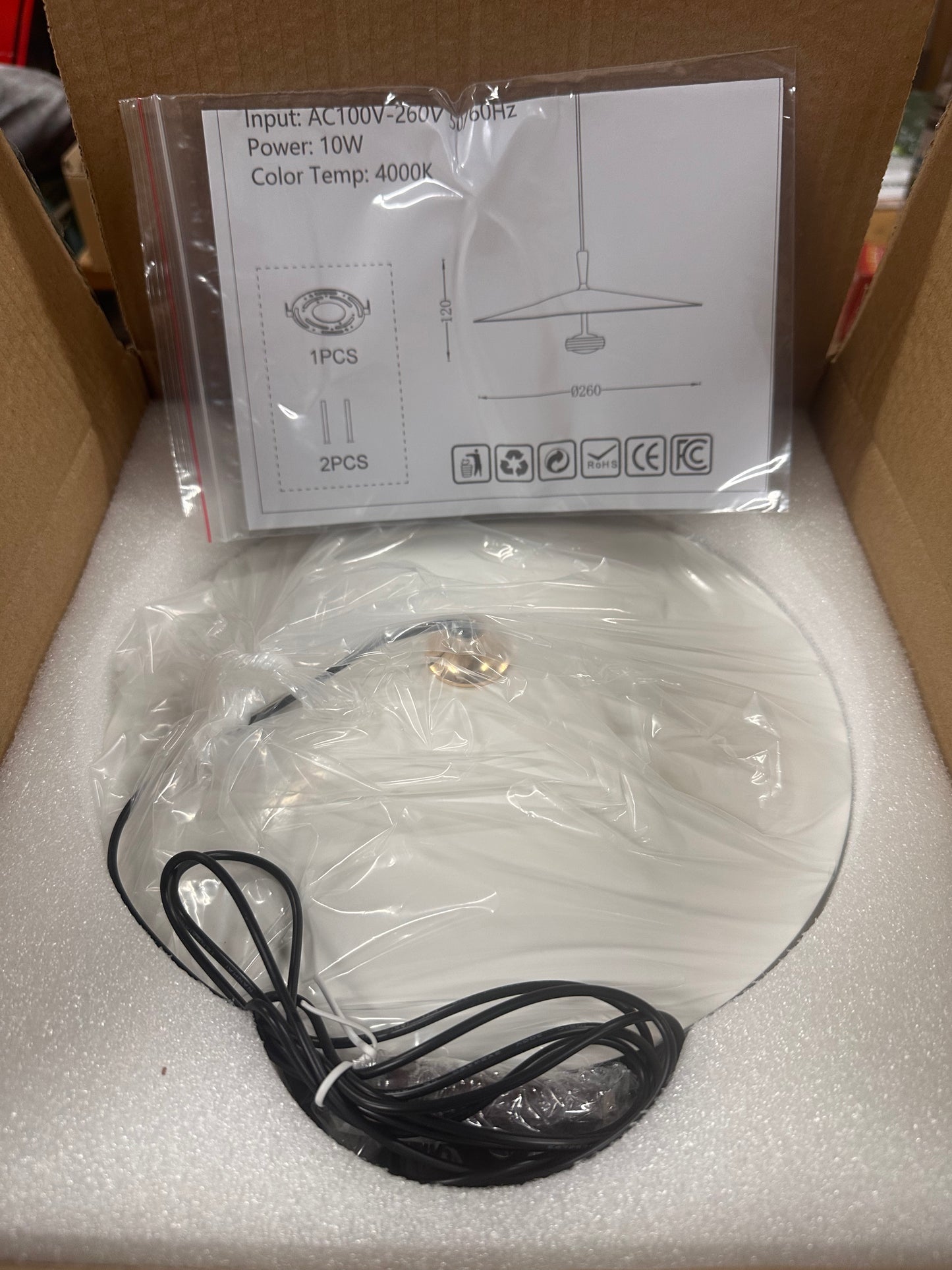 Pendant Light, Modern LED Pendant Lighting for Kitchen Island, Dining Room, Bar, Bedside, 1Pack, White