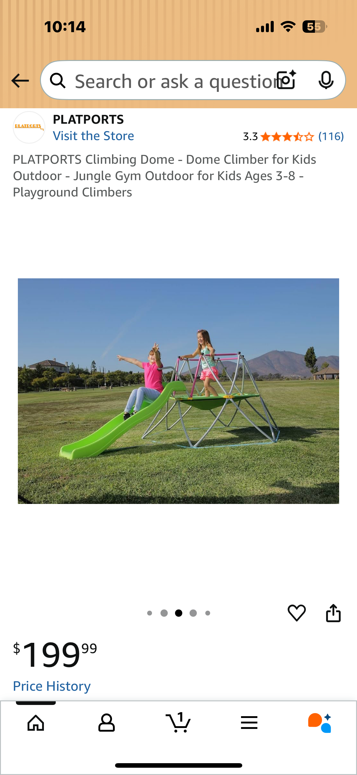 PLATPORTS Climbing Dome with Slide - Dome Climber for Kids Outdoor - Jungle Gym Outdoor for Kids Ages 3-8 - Playground Climbers (W519)