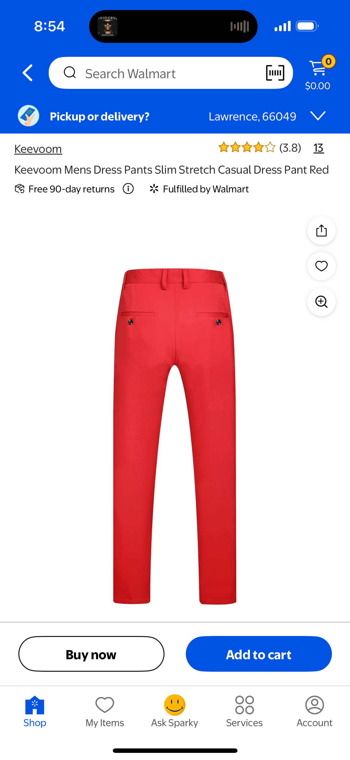 Keevoom Mens Dress Pants Slim Stretch Casual Dress Pant Red