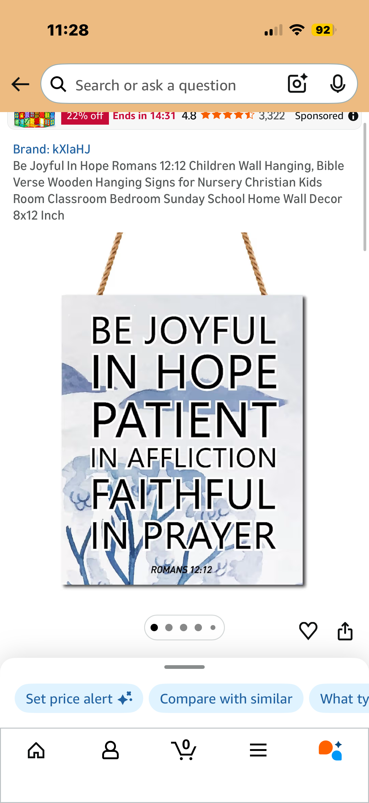 Be Joyful In Hope Romans 12:12 Children Wall Hanging, Bible Verse Wooden Hanging Signs for Nursery Christian Kids Room Classroom Bedroom Sunday School Home Wall Decor 8x12 Inch