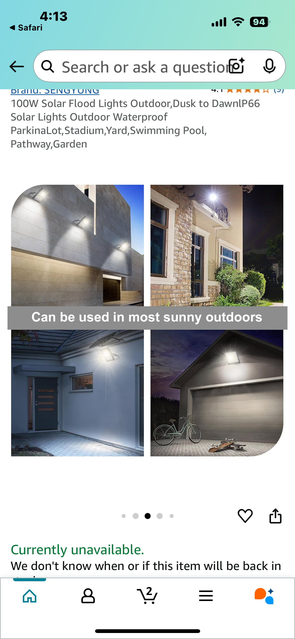 100W Solar Flood Lights Outdoor,Dusk to DawnlP66 Solar Lights Outdoor Waterproof ParkinaLot,Stadium,Yard,Swimming Pool, Pathway,Garden