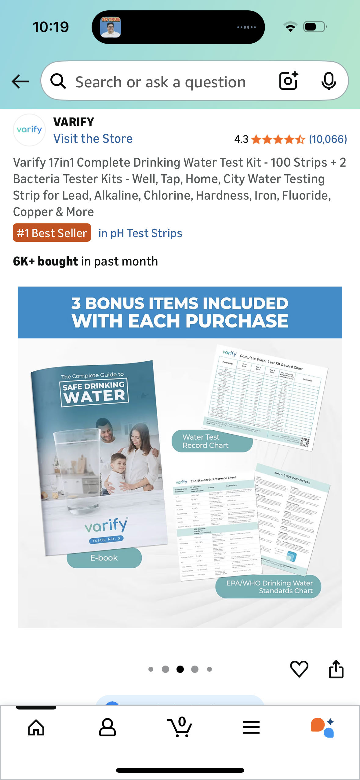 Varify 17in1 Complete Drinking Water Test Kit - 100 Strips + 2 Bacteria Tester Kits - Well, Tap, Home, City Water Testing Strip for Lead, Alkaline, Chlorine, Hardness, Iron, Fluoride, Copper & More
