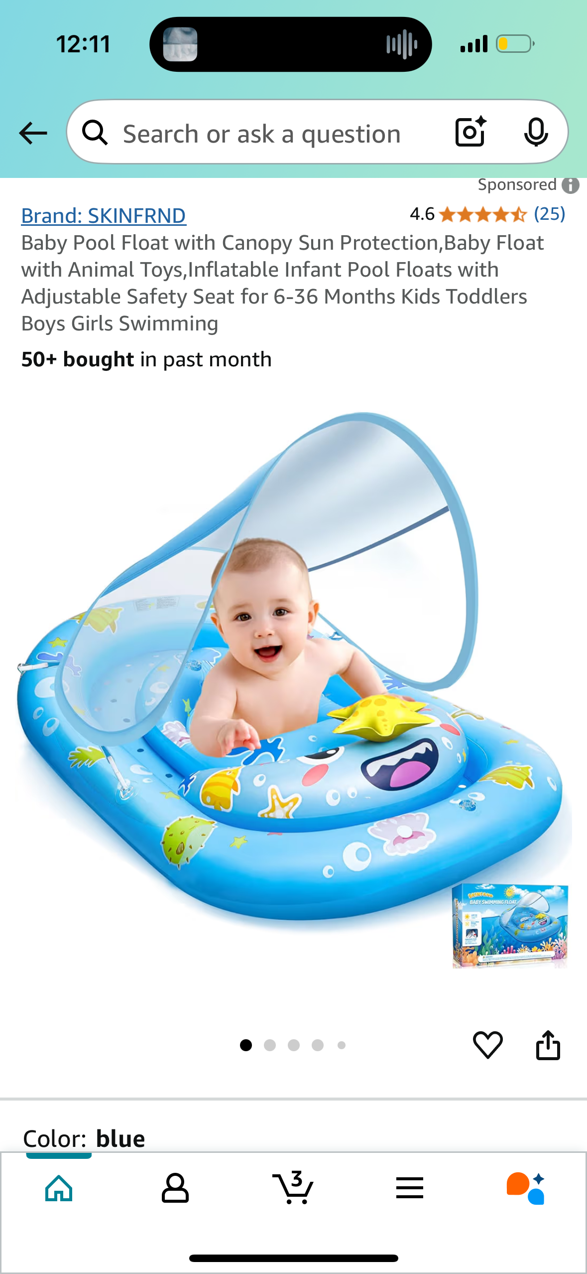 Baby Pool Float with Canopy Sun Protection,Baby Float with Animal Toys,Inflatable Infant Pool Floats with Adjustable Safety Seat for 6-36 Months Kids Toddlers Boys Girls Swimming