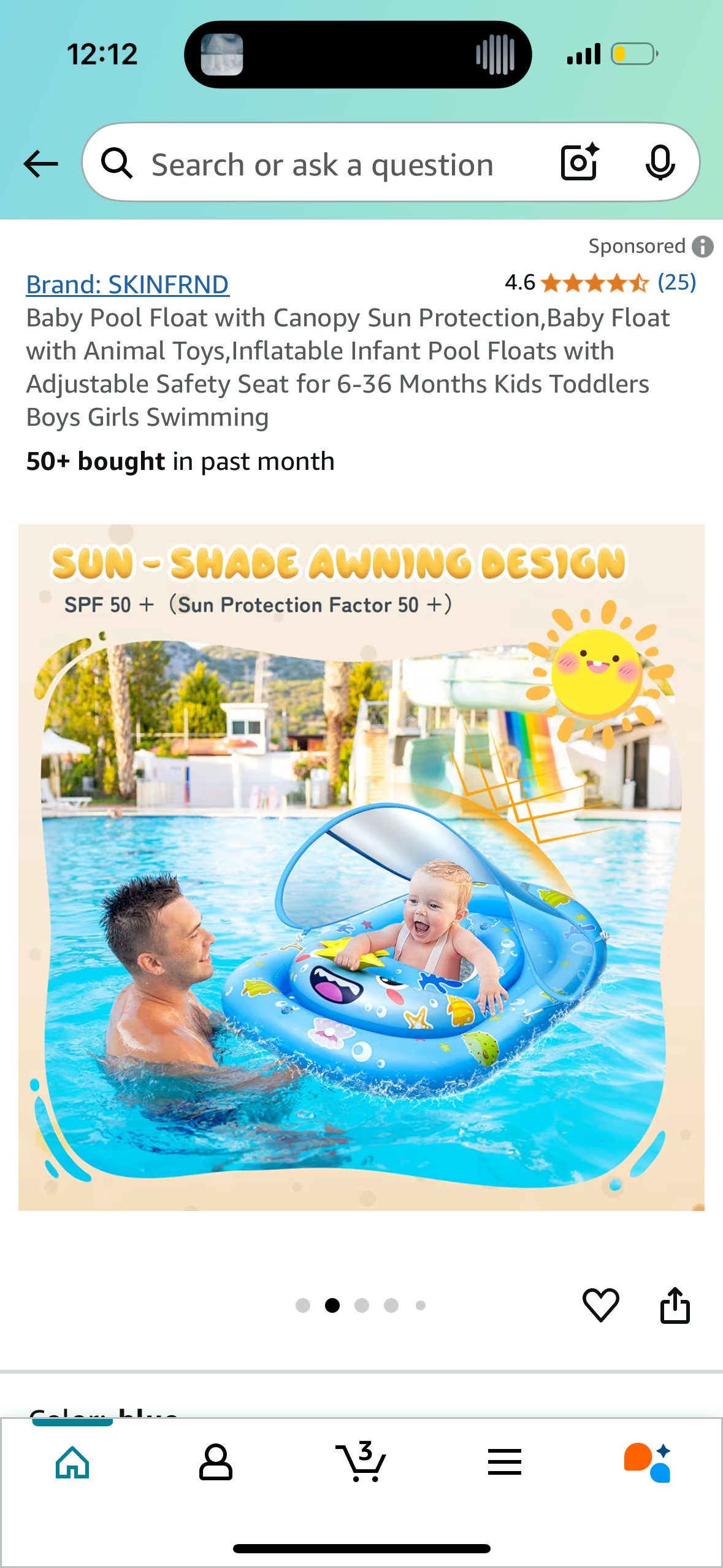 Baby Pool Float with Canopy Sun Protection,Baby Float with Animal Toys,Inflatable Infant Pool Floats with Adjustable Safety Seat for 6-36 Months Kids Toddlers Boys Girls Swimming