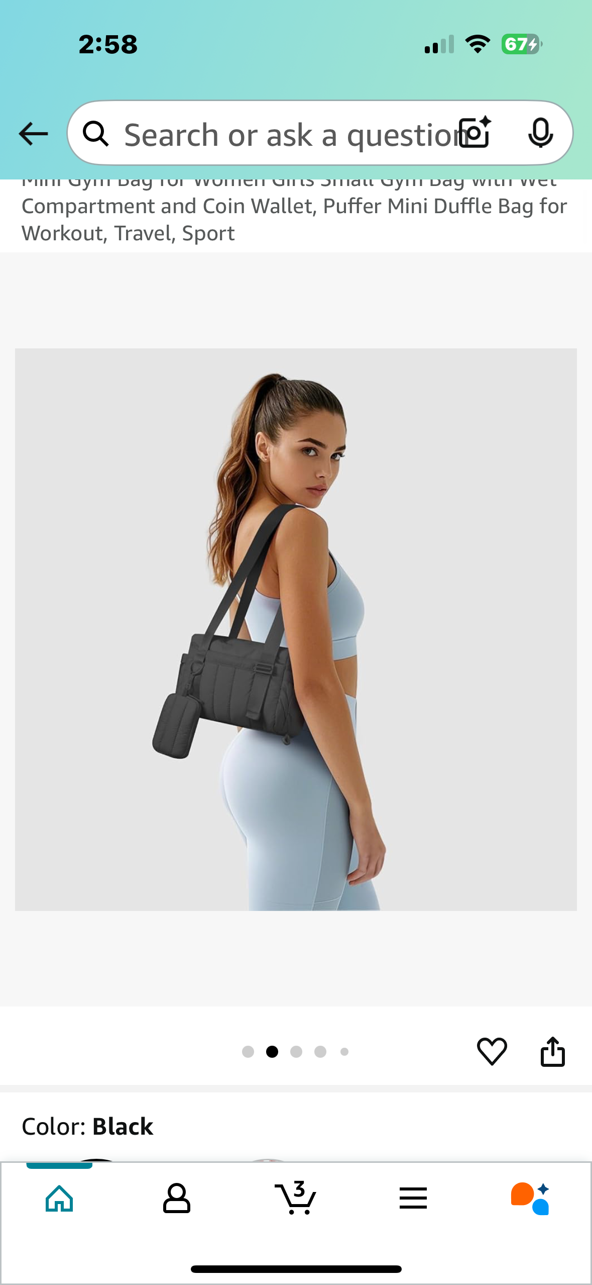 Mini Gym Bag for Women Girls Small Gym Bag with Wet Compartment and Coin Wallet, Puffer Mini Duffle Bag for Workout, Travel, Sport