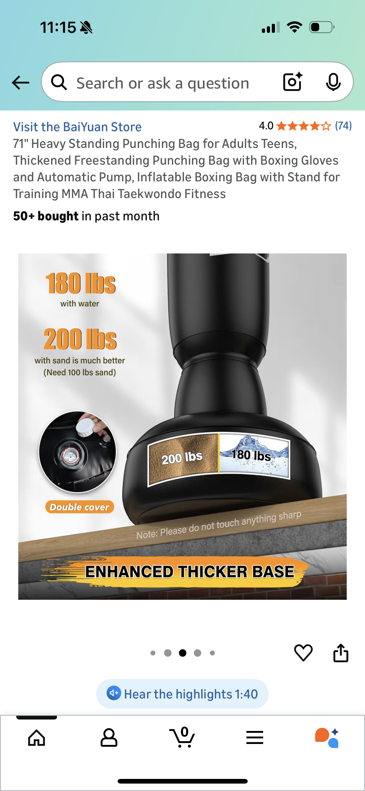 71" Heavy Standing Punching Bag for Adults Teens, Thickened Freestanding Punching Bag with Boxing Gloves and Automatic Pump, Inflatable Boxing Bag with Stand for Training MMA Thai Taekwondo Fitness