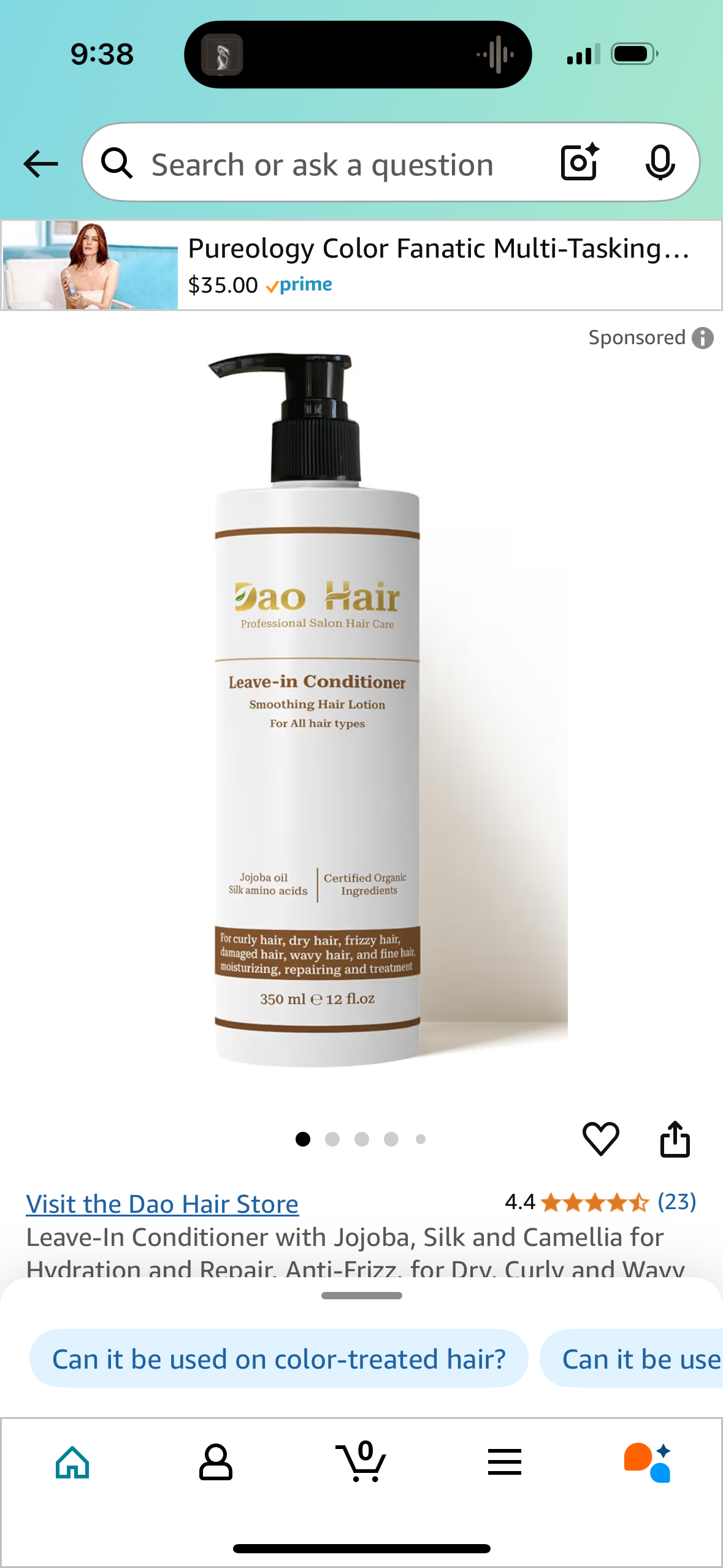 Leave-In Conditioner with Jojoba, Silk and Camellia for Hydration and Repair, Anti-Frizz, for Dry, Curly and Wavy Hair, 12oz