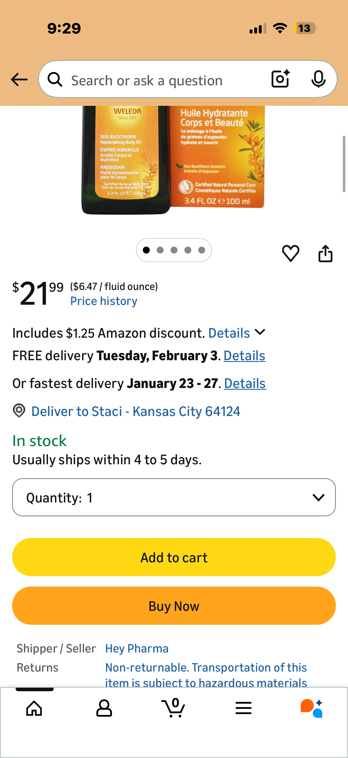 Weleda Body Oil Sea Buckthorn - 3.4 fl oz Weleda Body Oil Sea Buckthorn - 3.4 fl oz