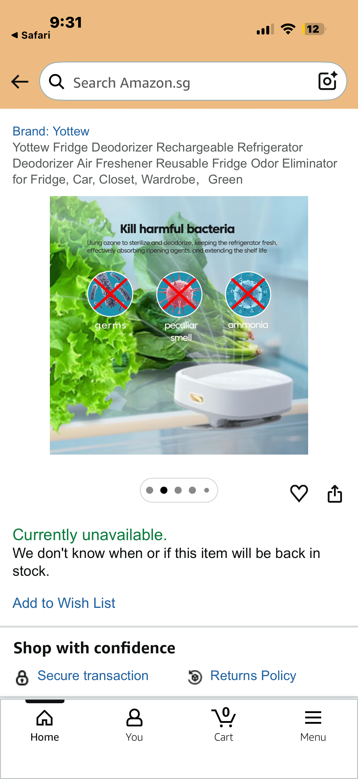 Fridge Deodorizer Rechargeable Refrigerator Deodorizer Air Freshener Reusable Fridge Odor Eliminator for Fridge, Car, Closet, Wardrobe,Green