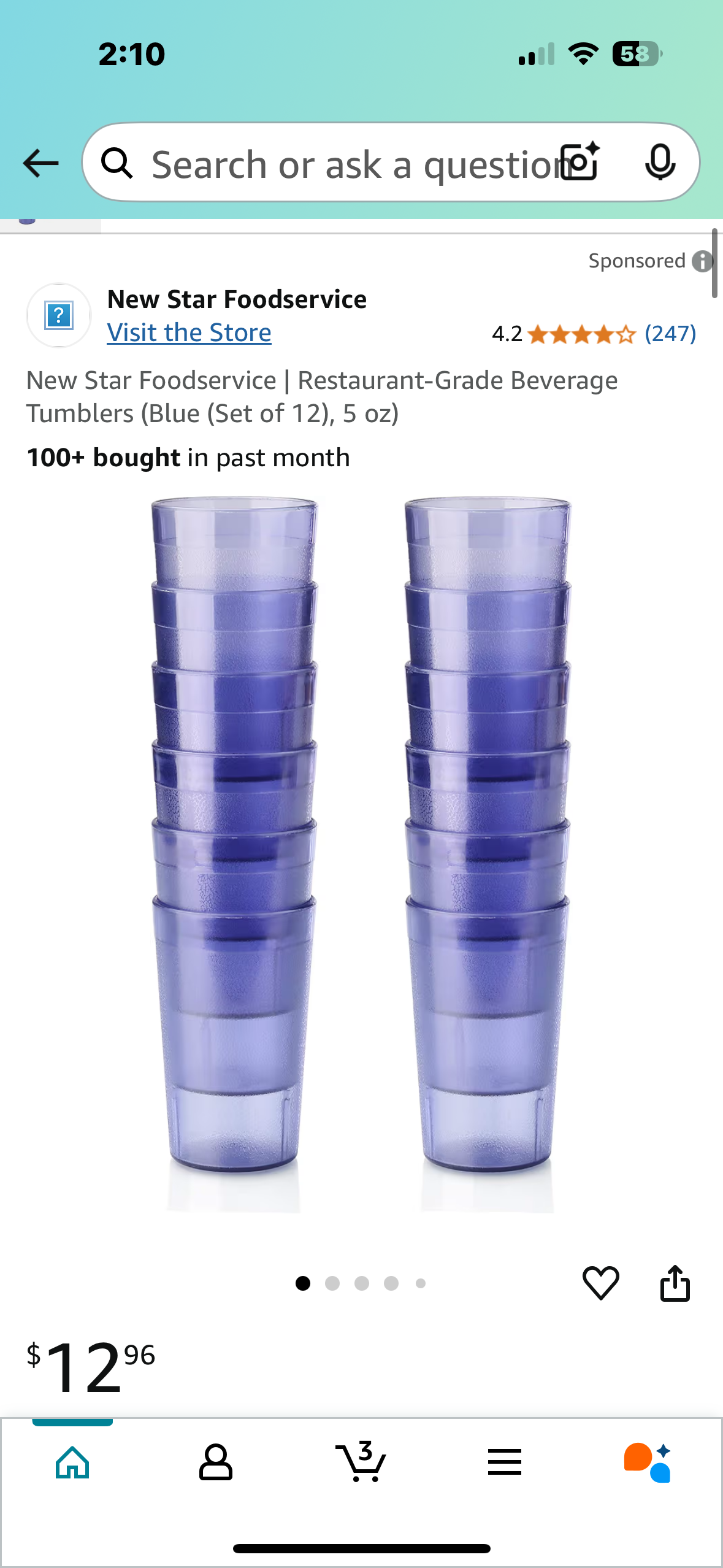 New Star Foodservice | Restaurant-Grade Beverage Tumblers (Blue (Set of 12), 5 oz