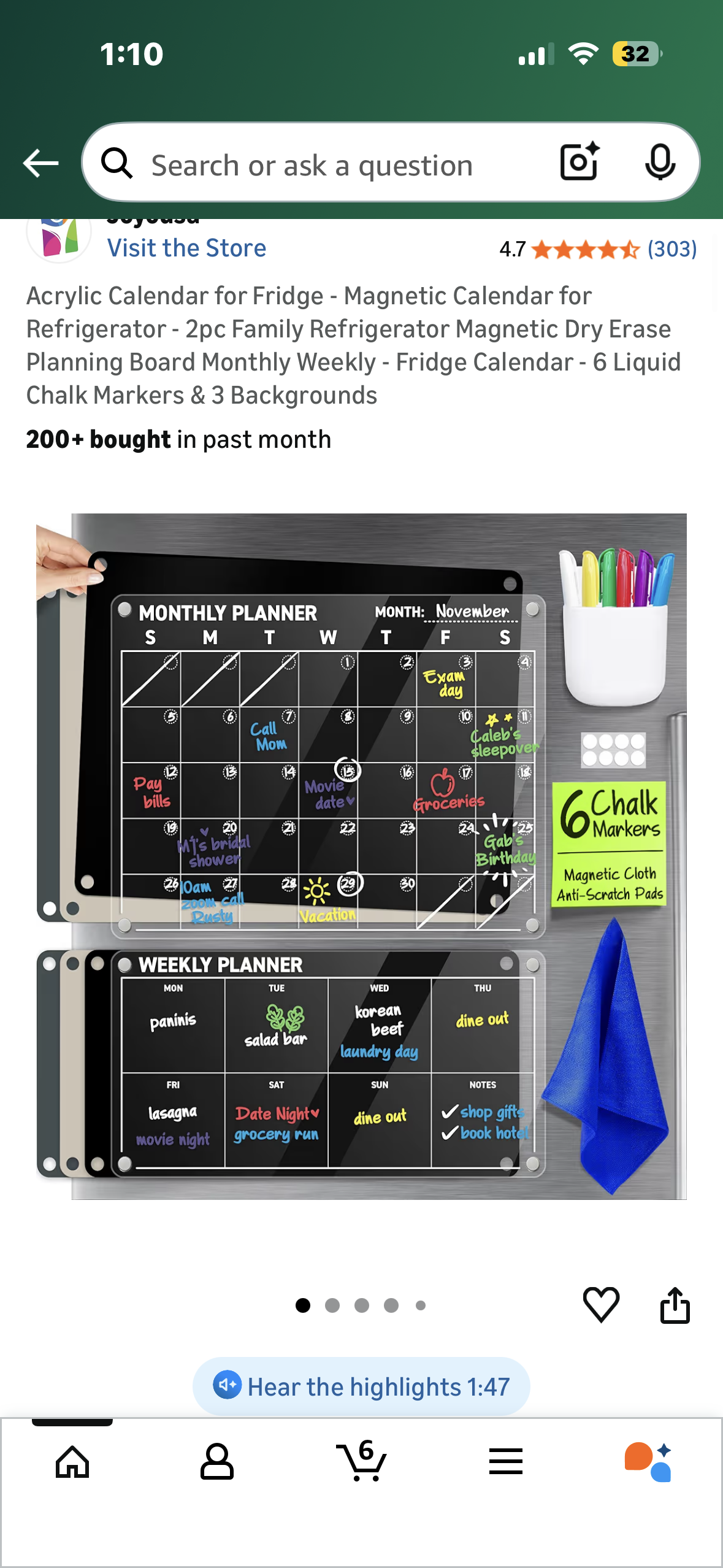 Acrylic Calendar for Fridge - Magnetic Calendar for Refrigerator - 2pc Family Refrigerator Magnetic Dry Erase Planning Board Monthly Weekly - Fridge Calendar