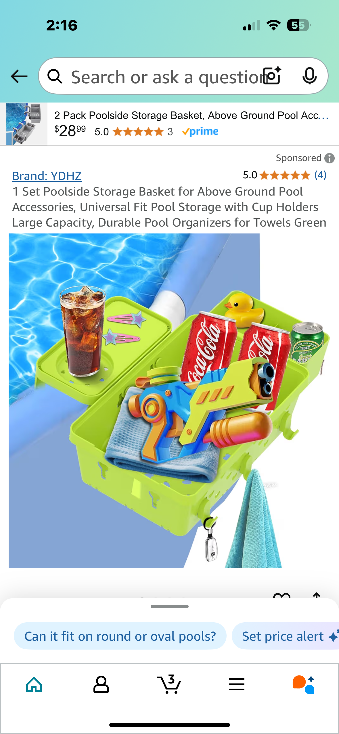 1 Set Poolside Storage Basket for Above Ground Pool Accessories, Universal Fit Pool Storage with Cup Holders Large Capacity, Durable Pool Organizers for Towels Green