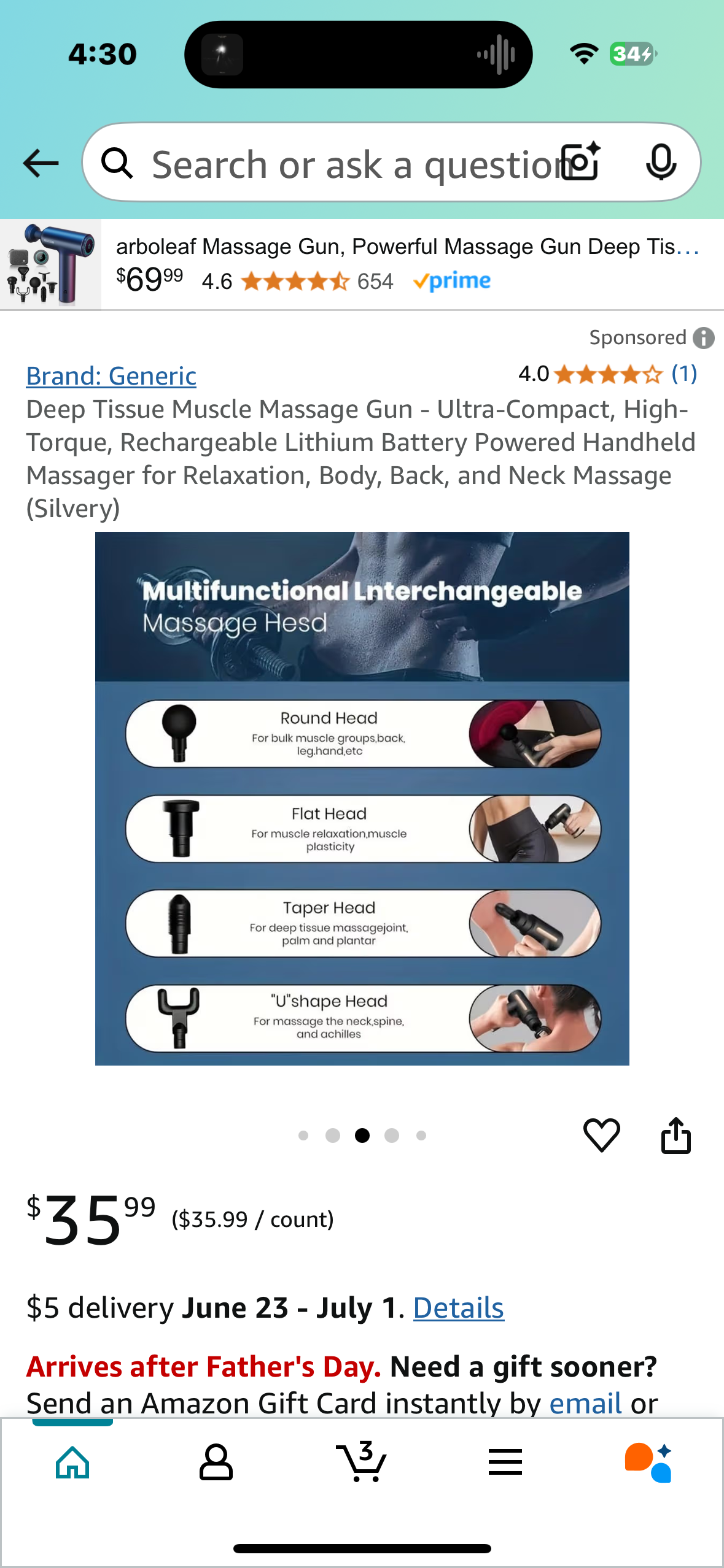 Deep Tissue Muscle Massage Gun - Ultra-Compact, High-Torque, Rechargeable Lithium Battery Powered Handheld Massager for Relaxation, Body, Back, and Neck Massage (Silvery