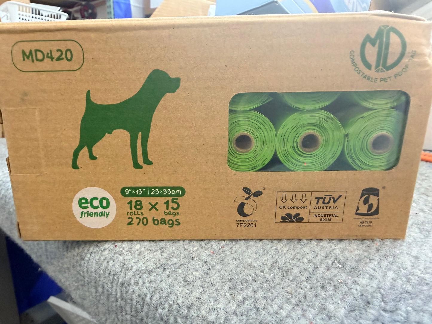 Compostable Dog Poop Bags, Earth-Friendly 9x13 Inches Pack of 270 Rolls, 100% Leak Proof and Extra-Thick