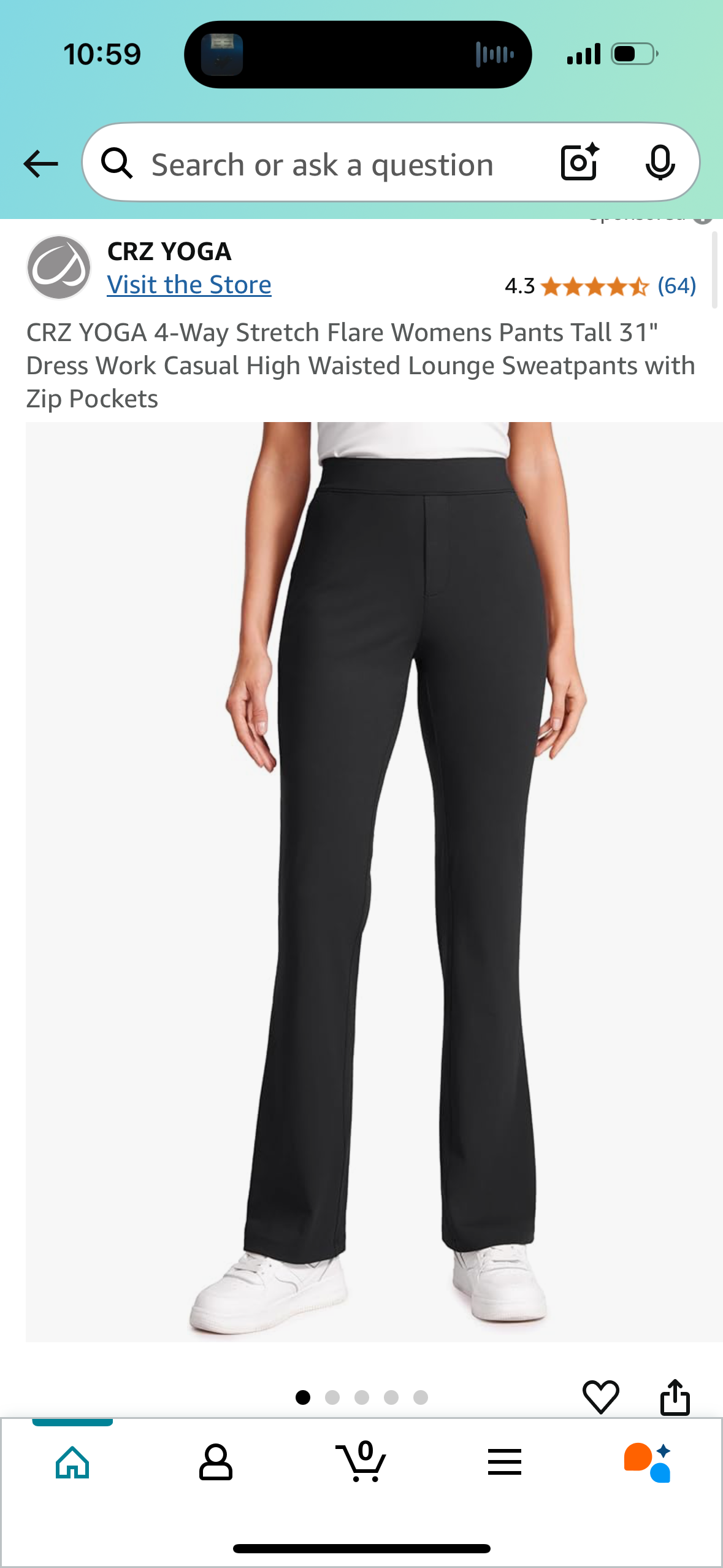 CRZ YOGA 4-Way Stretch Flare Womens Pants Tall 31" Dress Work Casual High Waisted Lounge Sweatpants with Zip Pockets Color Tan Milkshake (Size XL)