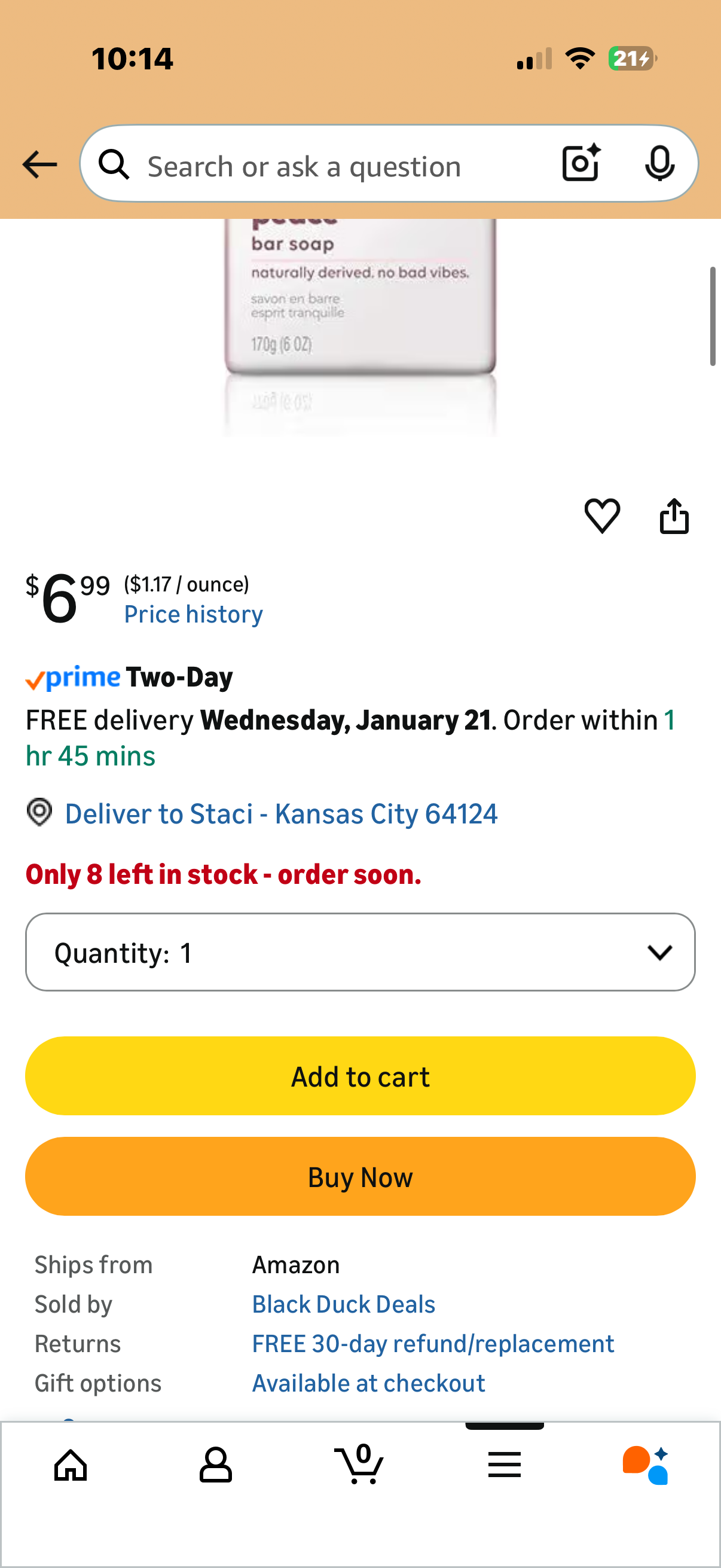 METHOD Pure Peace Womens Bar Soap, 170 GR