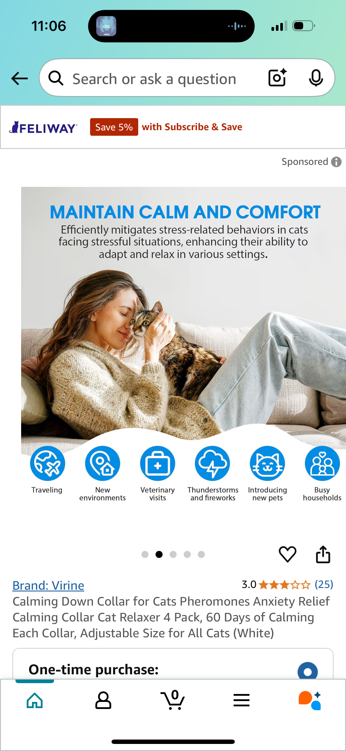 Calming Down Collar for Cats Pheromones Anxiety Relief Calming Collar Cat Relaxer 4 Pack, 60 Days of Calming Each Collar, Adjustable Size for All Cats (White)