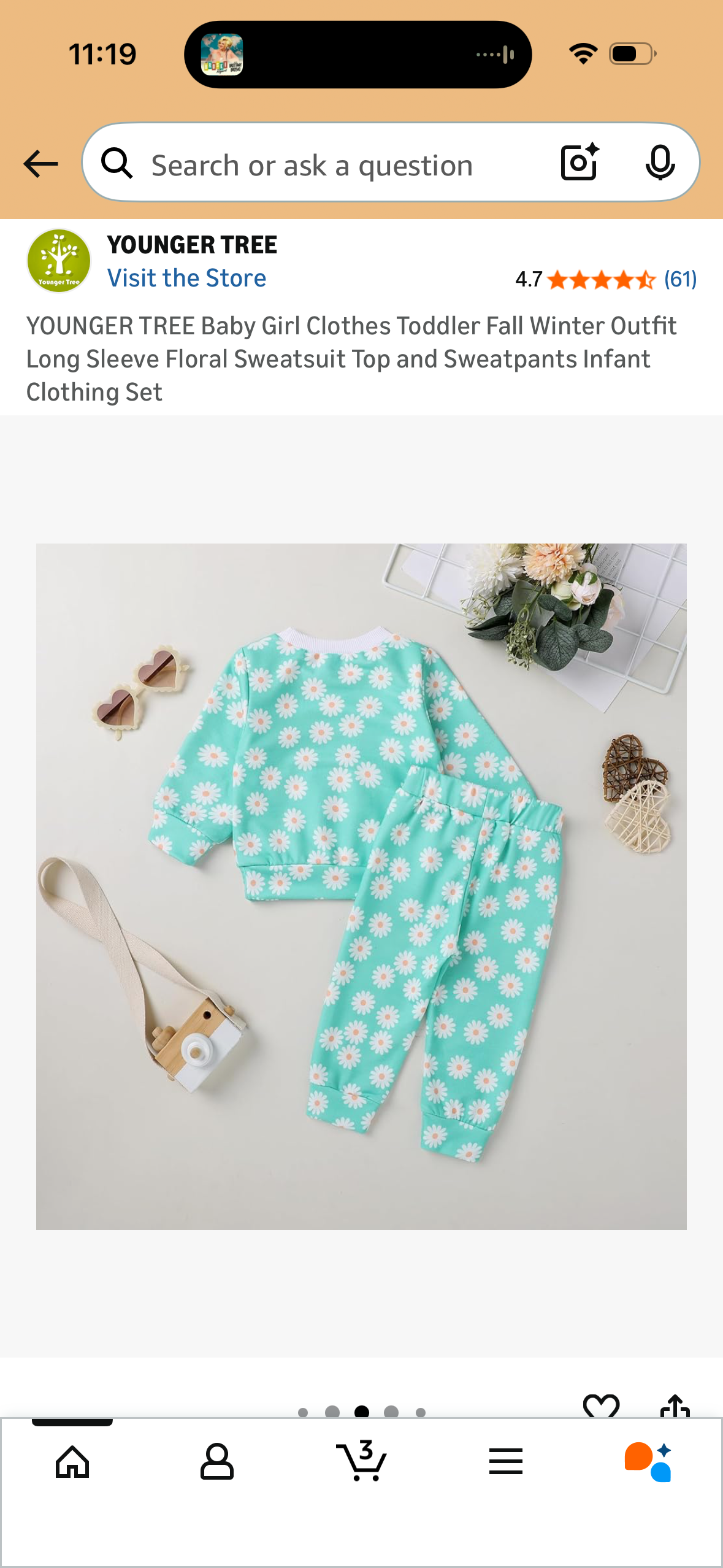 YOUNGER TREE Baby Girl Clothes Toddler Fall Winter Outfit Long Sleeve Floral Sweatsuit Top and Sweatpants Infant Clothing Set (Size 3-6 Months)