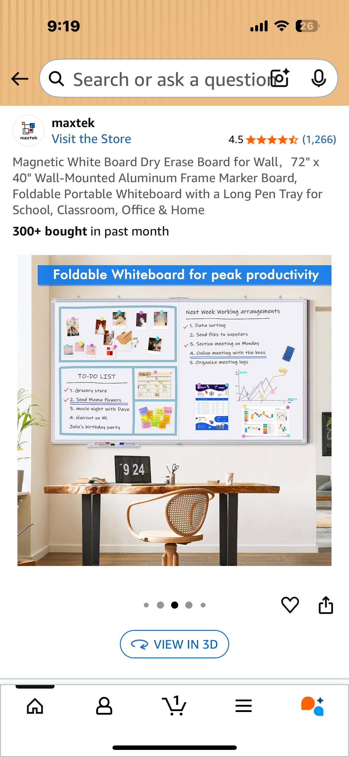 Magnetic White Board Dry Erase Board for Wall, 72"x 40" Wall-Mounted, Aluminum Frame, Foldable Portable Whiteboard for School, Classroom, Office & Home (O449)