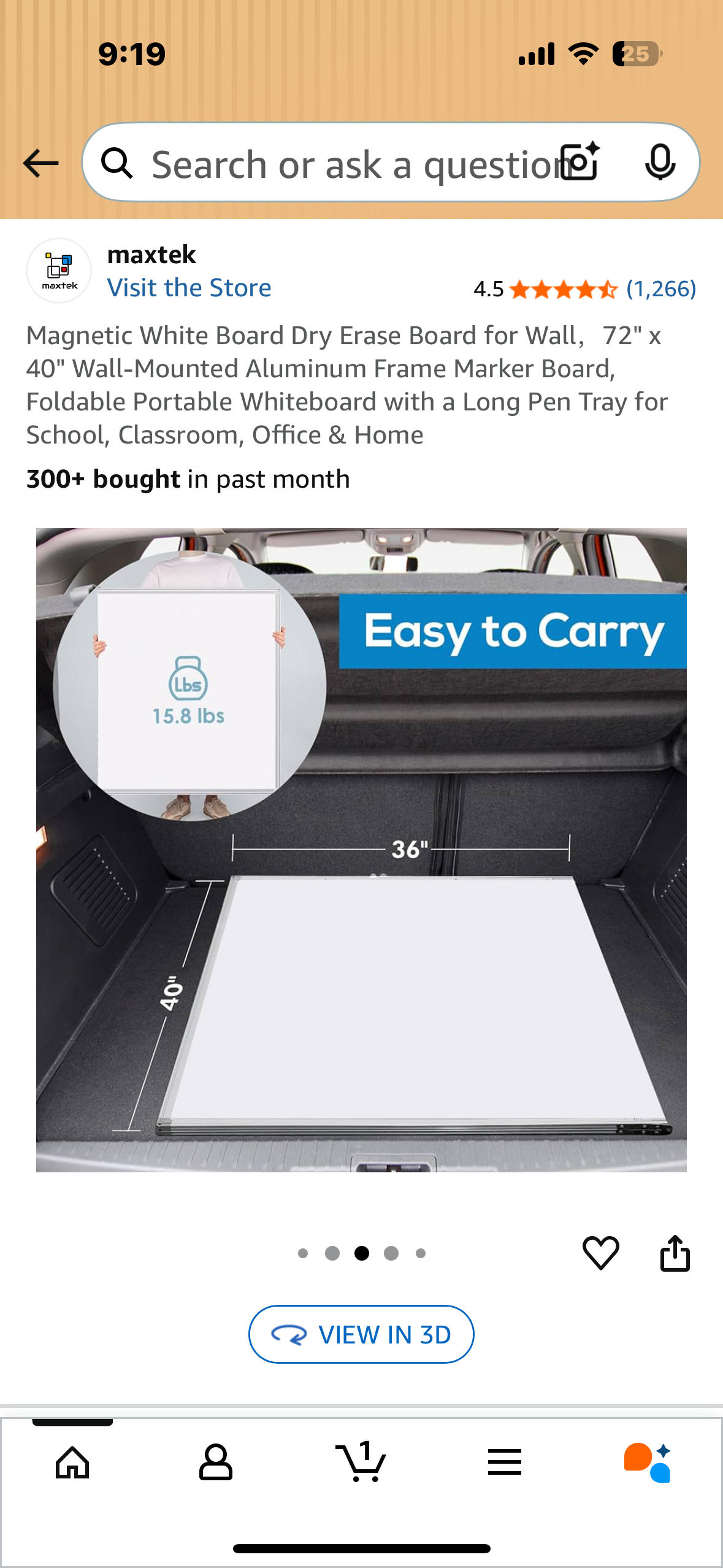 Magnetic White Board Dry Erase Board for Wall, 72"x 40" Wall-Mounted, Aluminum Frame, Foldable Portable Whiteboard for School, Classroom, Office & Home (O449)