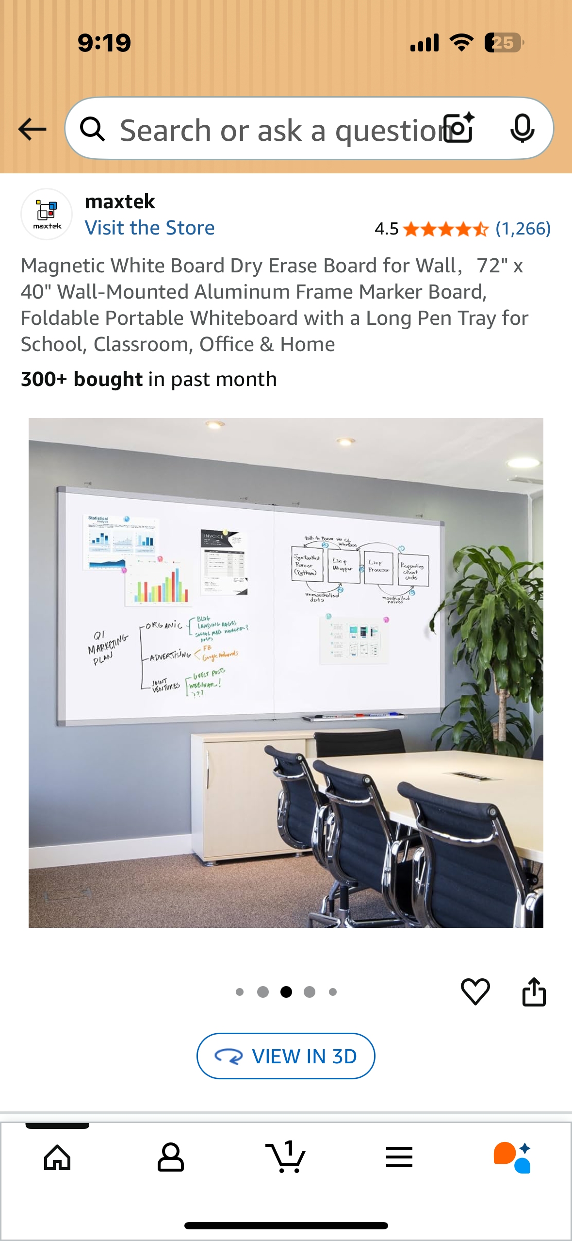 Magnetic White Board Dry Erase Board for Wall, 72"x 40" Wall-Mounted, Aluminum Frame, Foldable Portable Whiteboard for School, Classroom, Office & Home (O449)