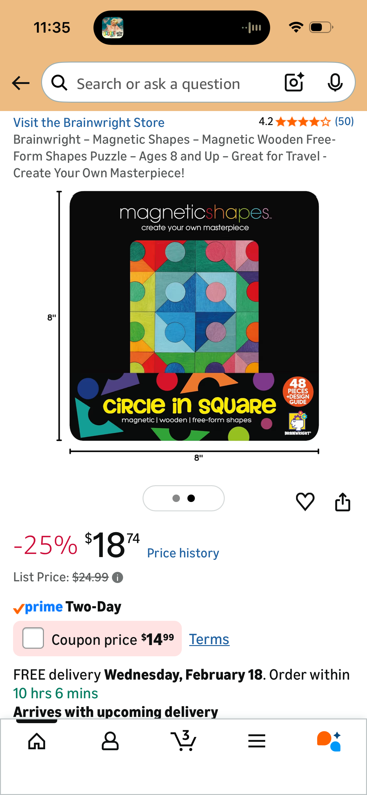 Brainwright – Magnetic Shapes – Magnetic Wooden Free-Form Shapes Puzzle – Ages 8 and Up – Great for Travel - Create Your Own Masterpiece!