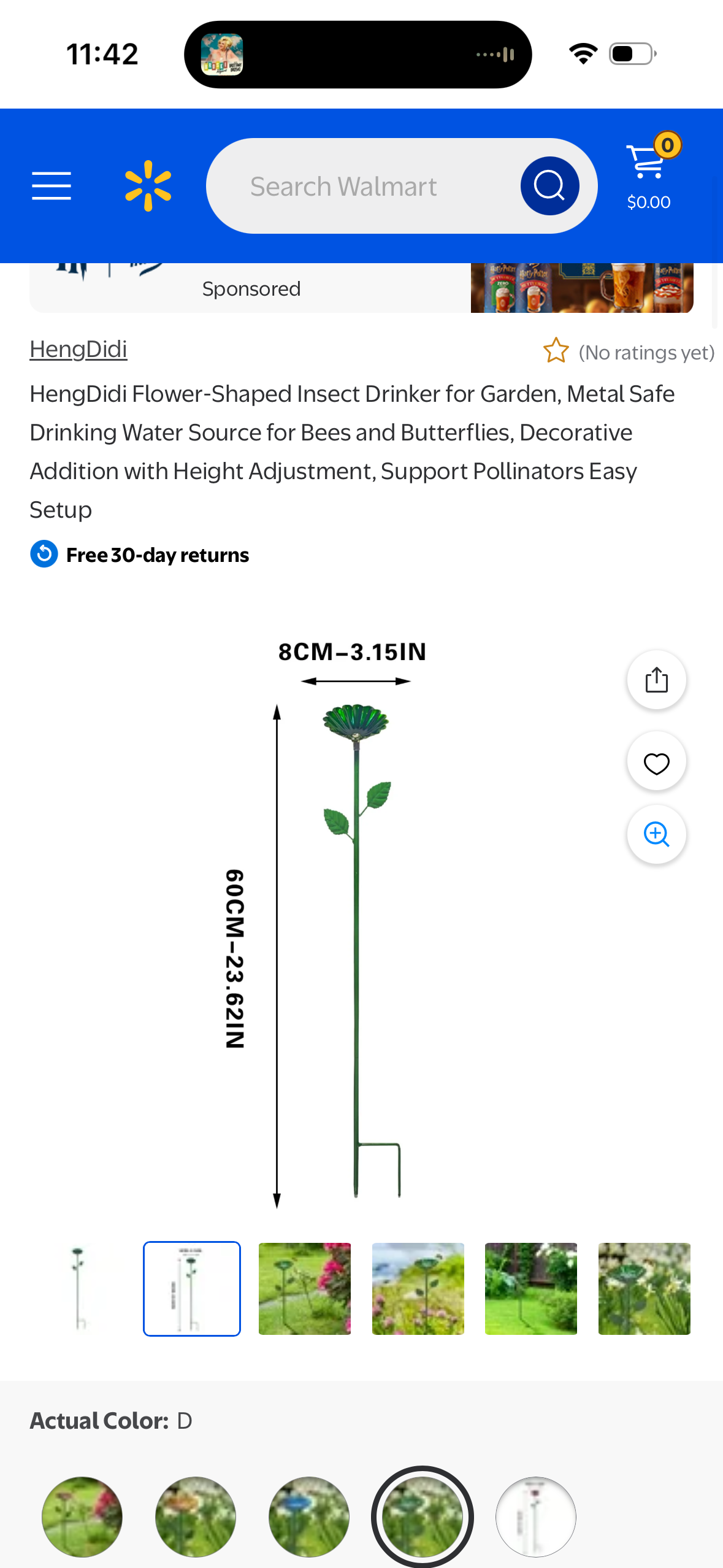HengDidi Flower-Shaped Insect Drinker for Garden, Metal Safe Drinking Water Source for Bees and Butterflies, Decorative Addition with Height Adjustment, Support Pollinators Easy Setup
