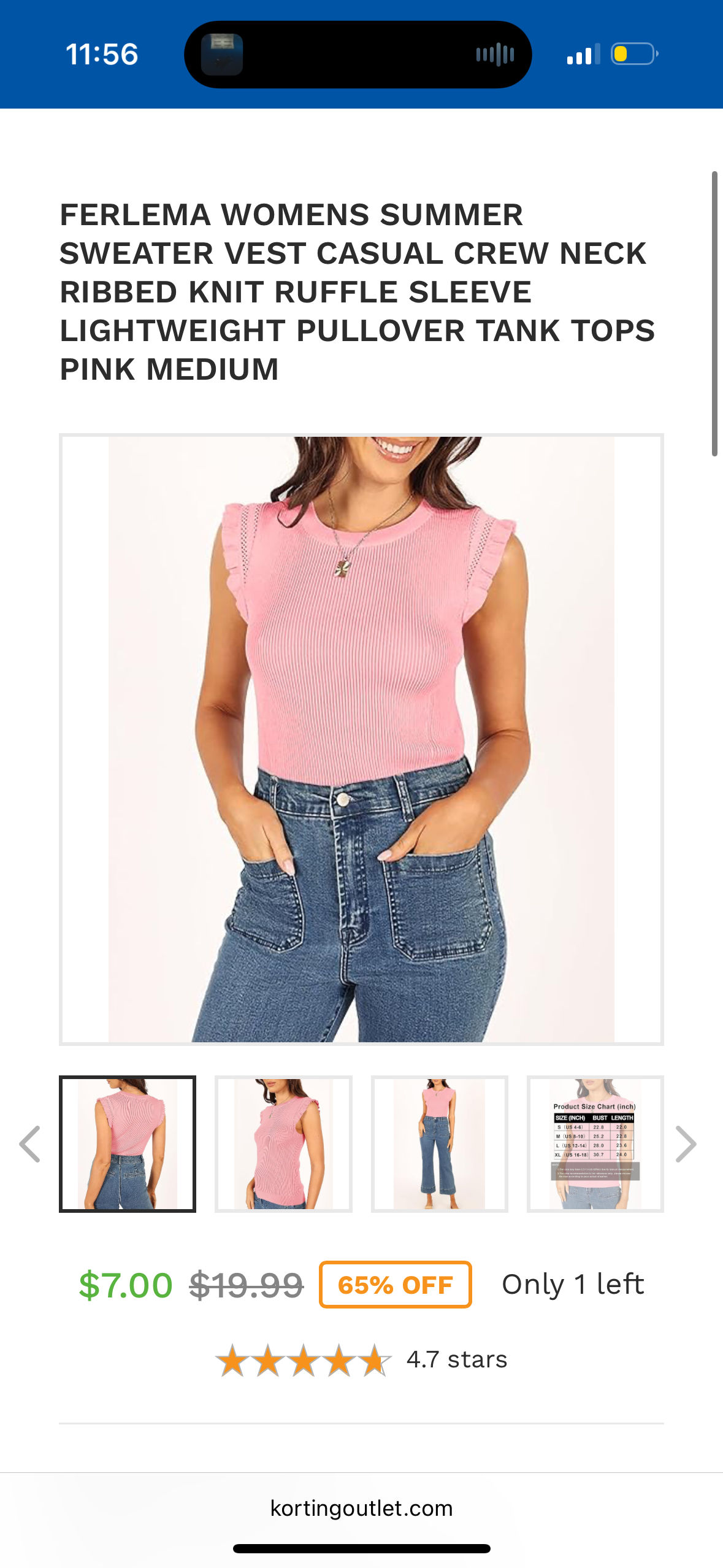 Ferlema Womens Summer Sweater Vest Casual Crew Neck Ribbed Knit Ruffle Sleeve Lightweight Pullover Tank Tops Pink X-Large