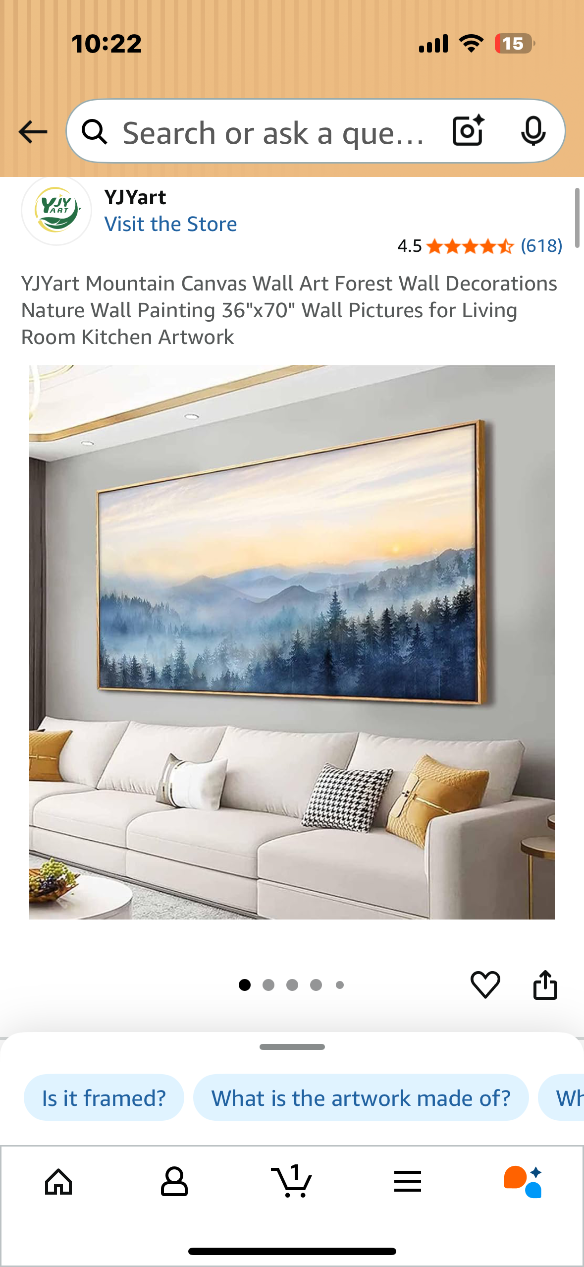 YJYart 70” x 36” Mountain Canvas Wall Art, Nature Wall Painting, Artwork for Home or Office (L1033)