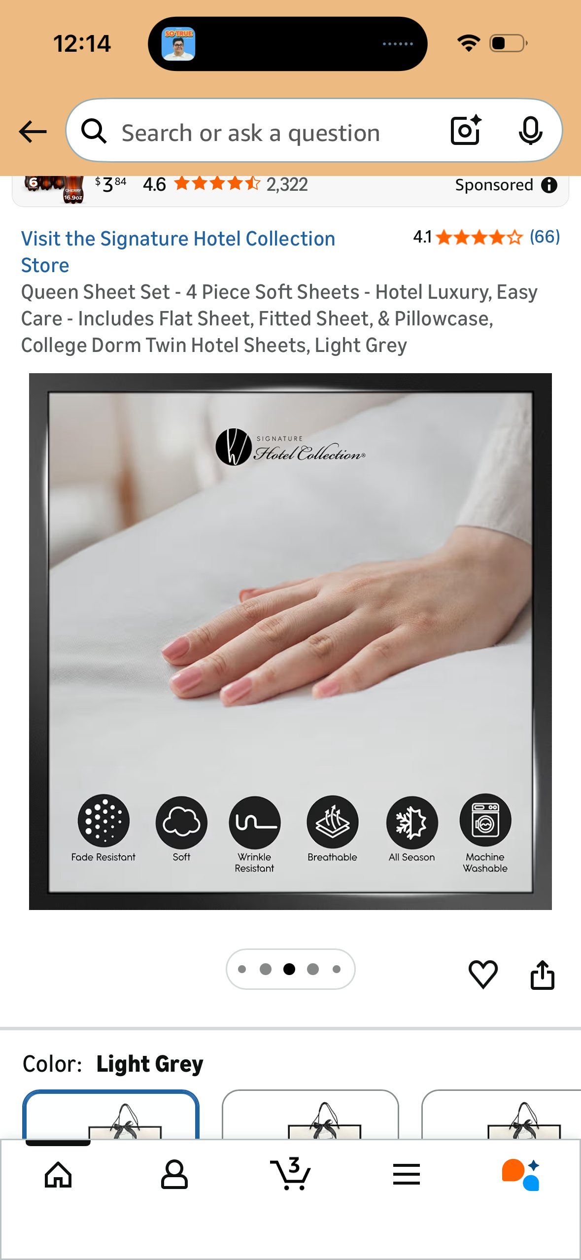 California King Sheet Set - 4 Piece Soft Sheets - Hotel Luxury, Easy Care - Includes Flat Sheet, Fitted Sheet, & Pillowcase, Light Grey