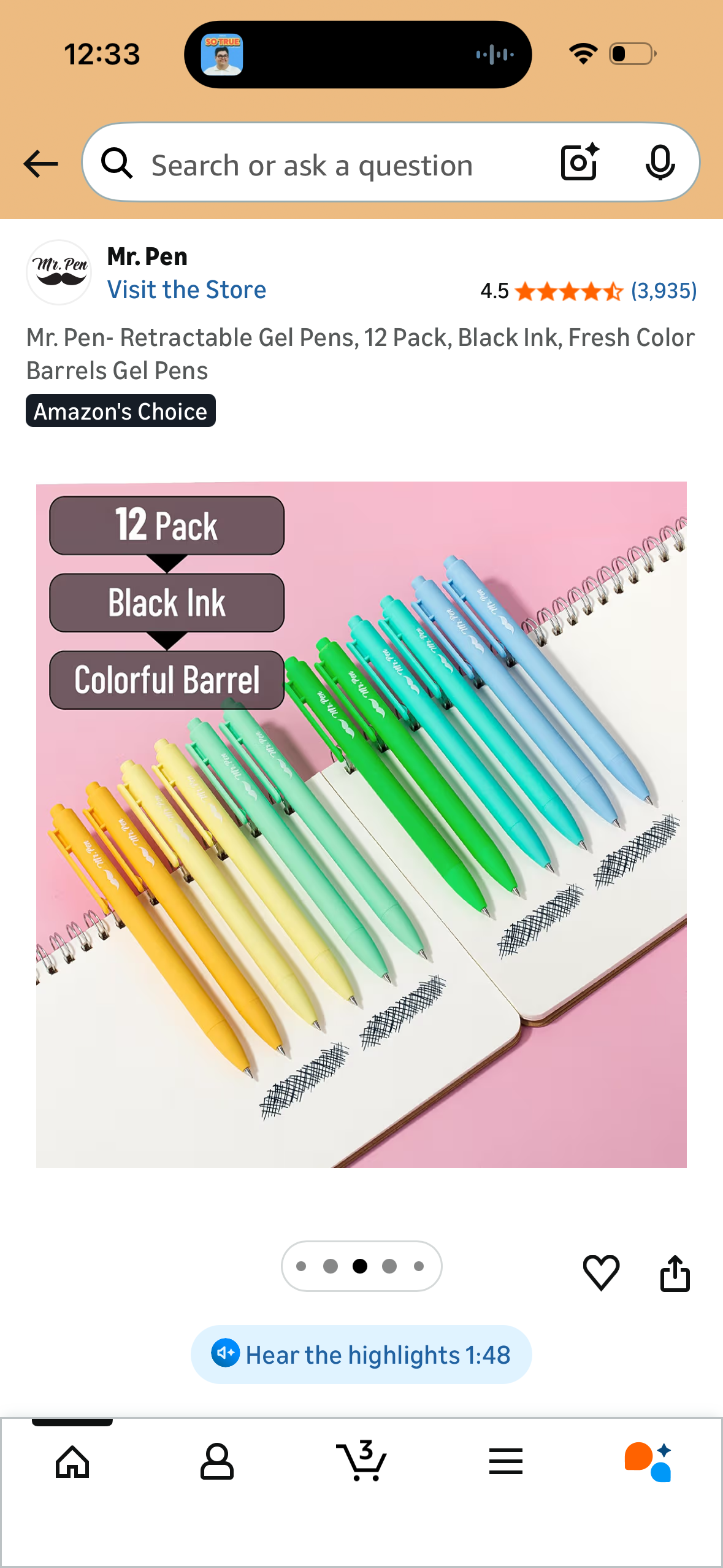 Mr. Pen- Retractable Gel Pens, 12 Pack, Black Ink, Fresh Color Barrels Gel Pens