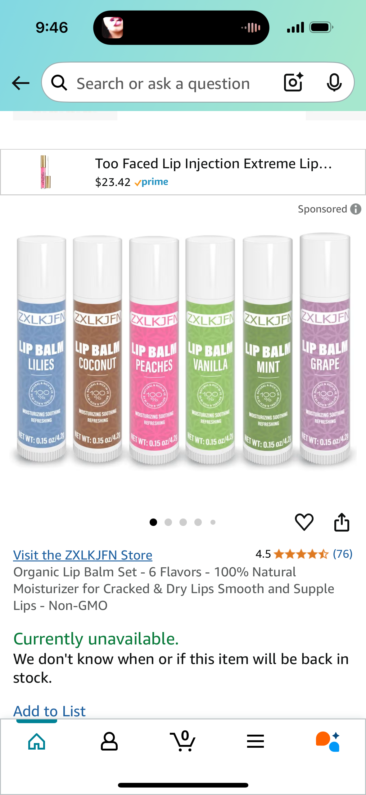 ‼️3 for the price of 2 ‼️Organic Lip Balm Set - 6 Flavors - 100% Natural Moisturizer for Cracked & Dry Lips Smooth and Supple Lips - Non-GMO