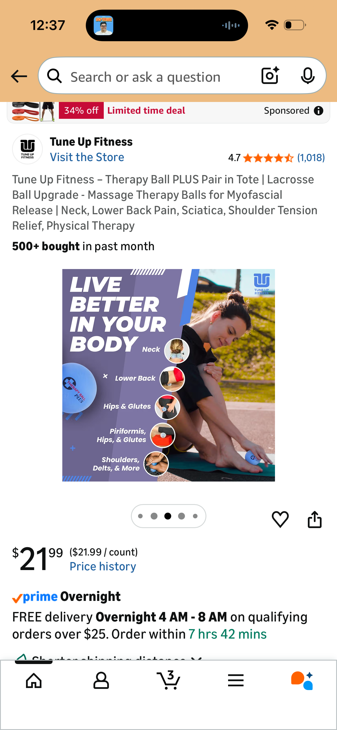 Tune Up Fitness – Therapy Ball PLUS Pair in Tote | Lacrosse Ball Upgrade - Massage Therapy Balls for Myofascial Release | Neck, Lower Back Pain, Sciatica, Shoulder Tension Relief, Physical Therapy