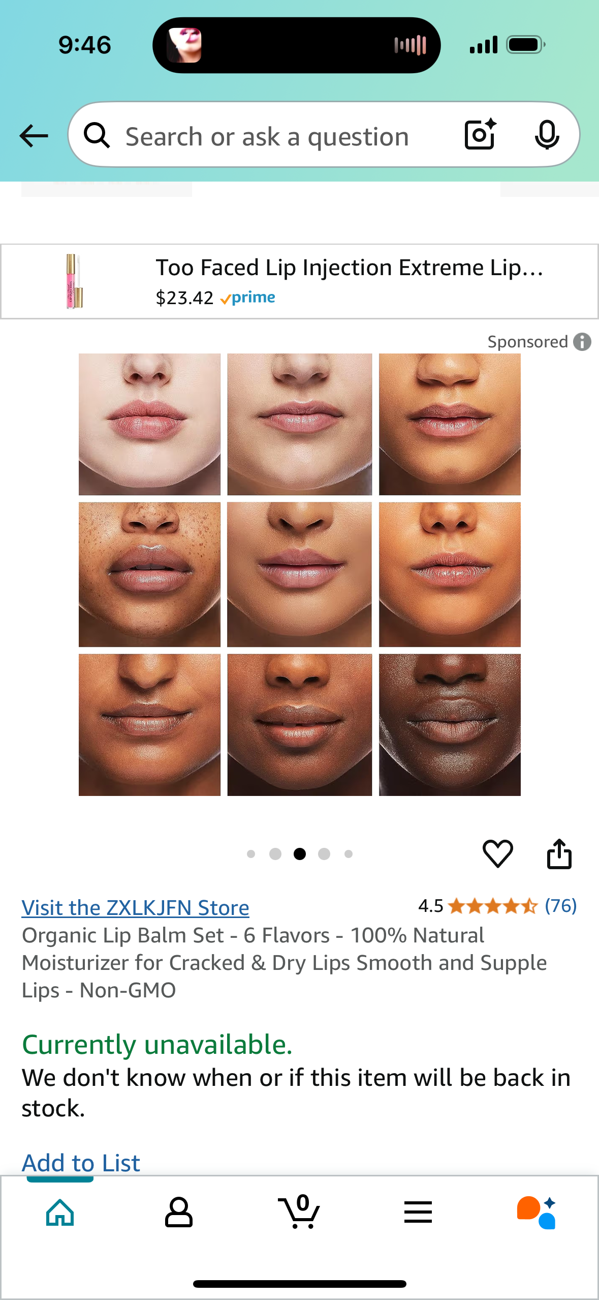 ‼️3 for the price of 2 ‼️Organic Lip Balm Set - 6 Flavors - 100% Natural Moisturizer for Cracked & Dry Lips Smooth and Supple Lips - Non-GMO