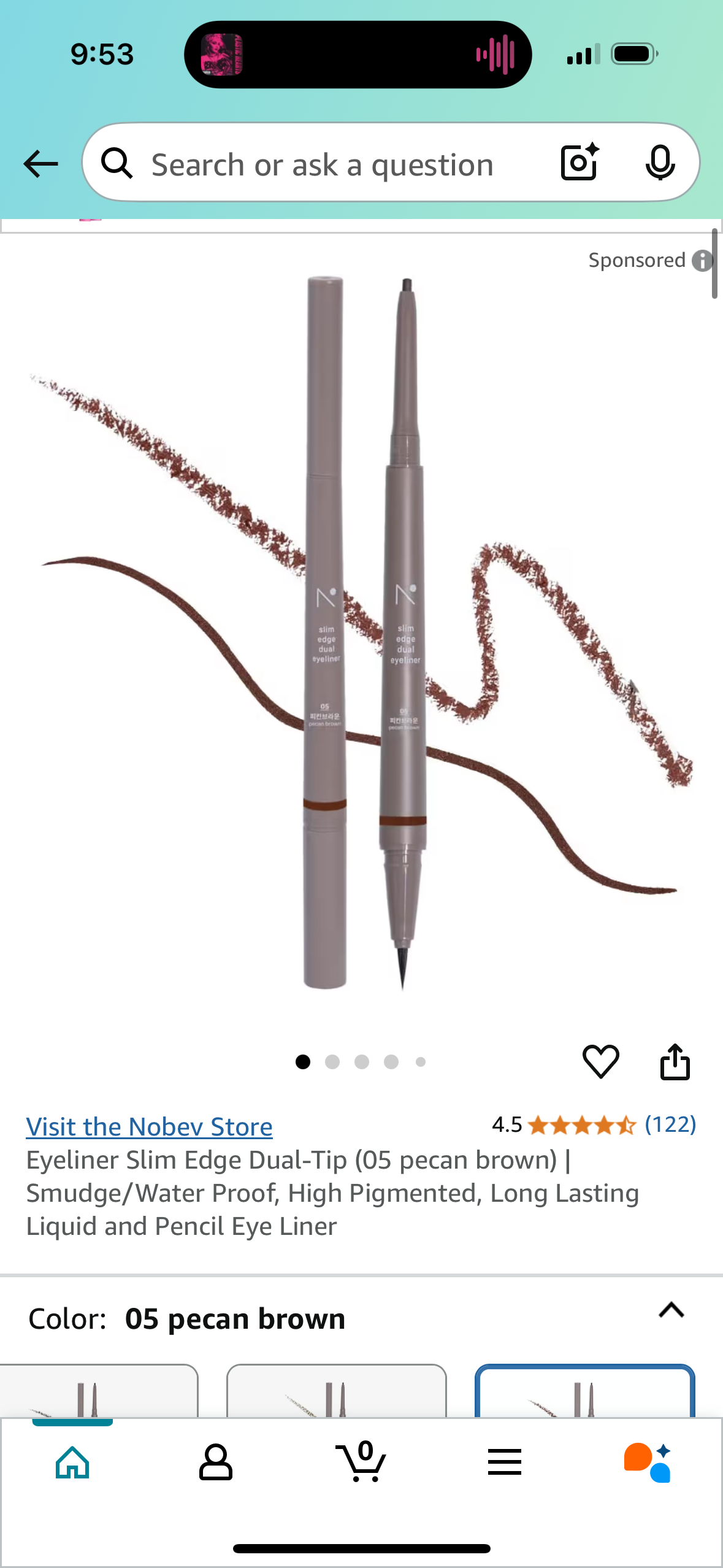Eyeliner Slim Edge Dual-Tip (05 pecan brown) | Smudge/Water Proof, High Pigmented, Long Lasting Liquid and Pencil Eye Liner