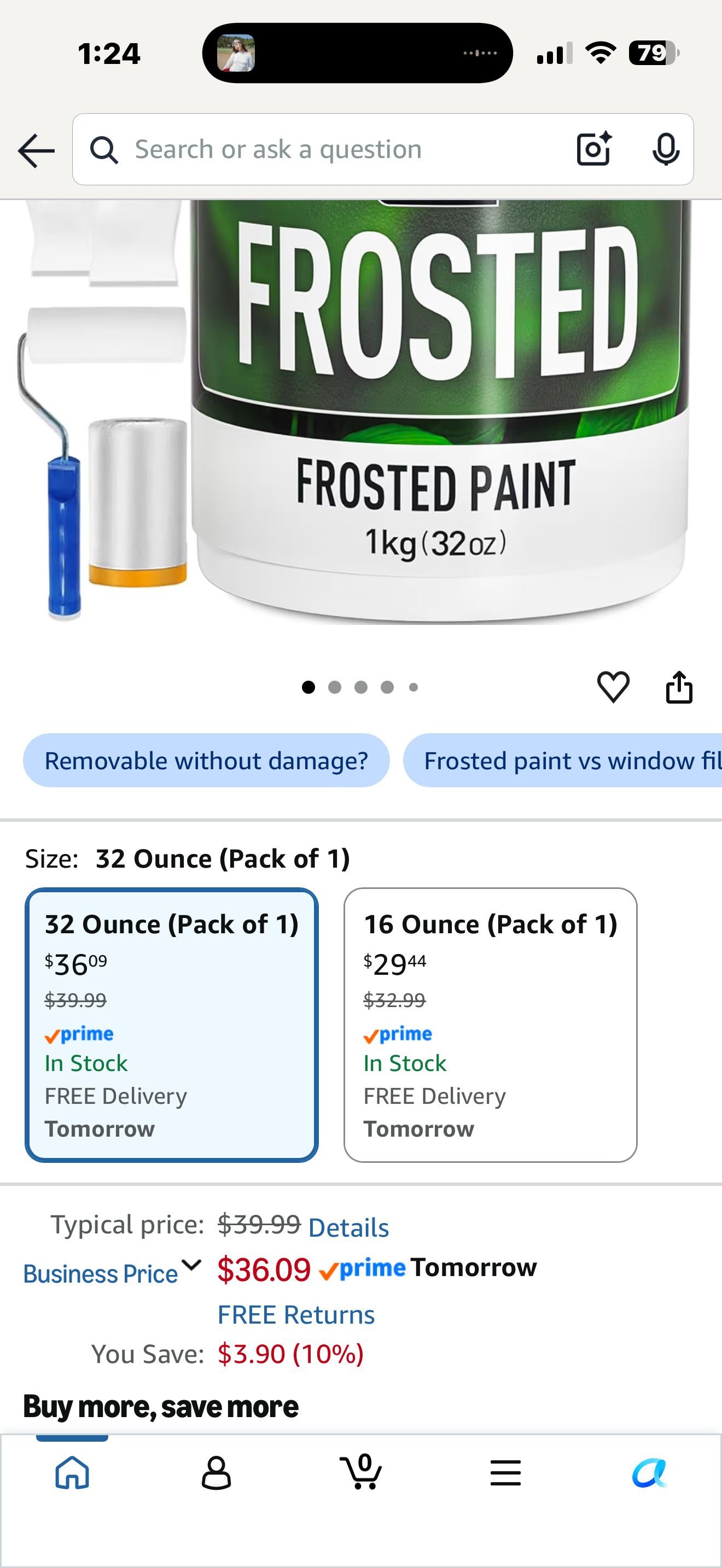 DWIL Frosted Glass Paint for Window - Window Privacy Paint, Frosted Glass Spray, Waterproof & UV Resistant, for Glass Surface in Bathroom, Kitchen, Room, Sliding Door, 32oz (with tools)