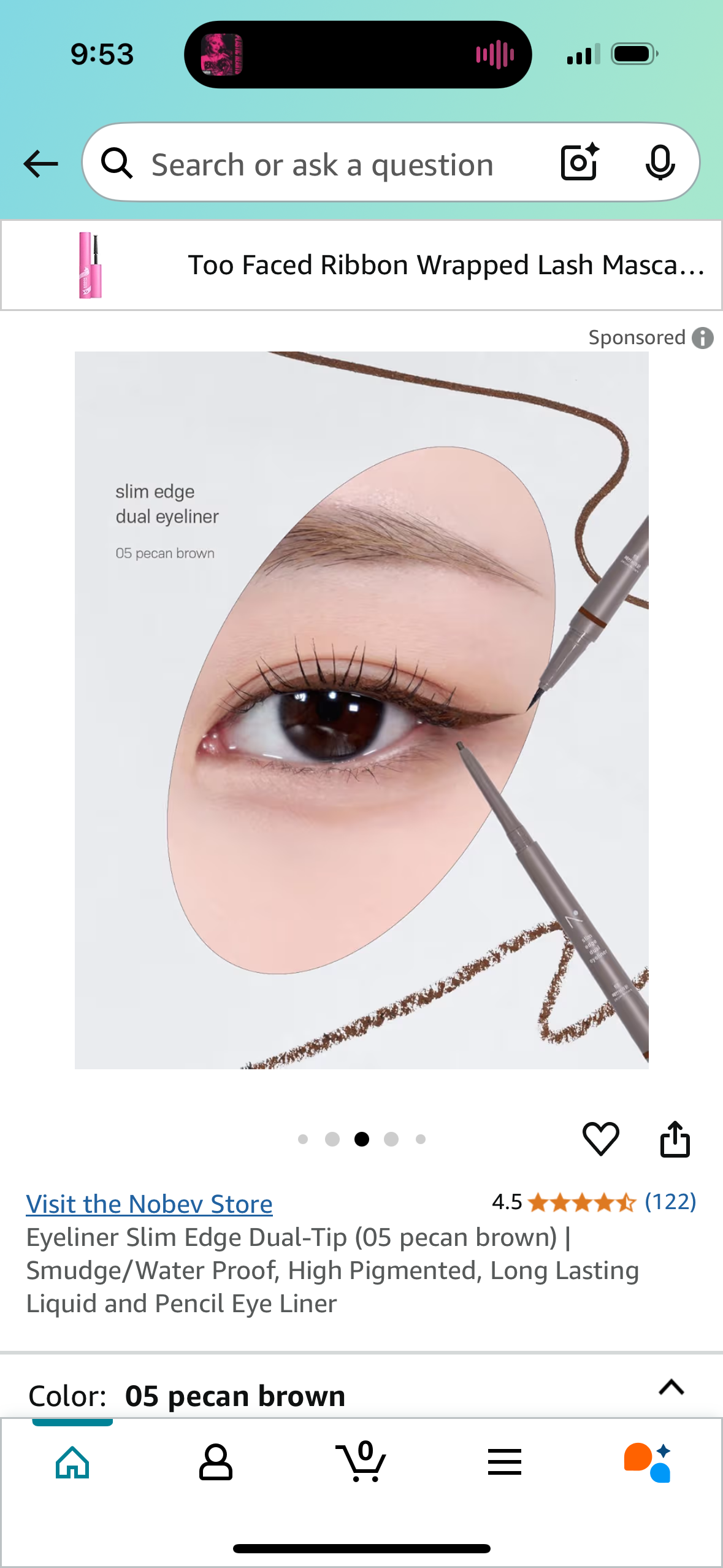 Eyeliner Slim Edge Dual-Tip (05 pecan brown) | Smudge/Water Proof, High Pigmented, Long Lasting Liquid and Pencil Eye Liner