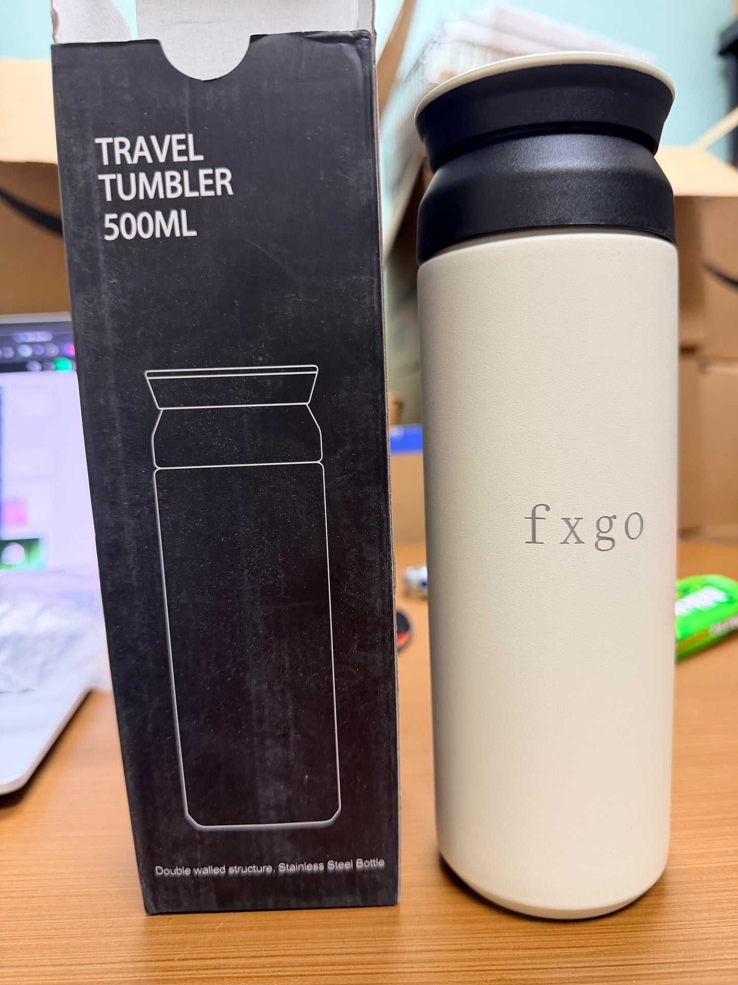 Travel Coffee Mug with 360°Lid, Travel Coffee Tumbler 12 oz Leak Proof, Stainless Steel Insulated Travel Mugs for Hot and Cold Spill Proof Leak Proof(Beige)