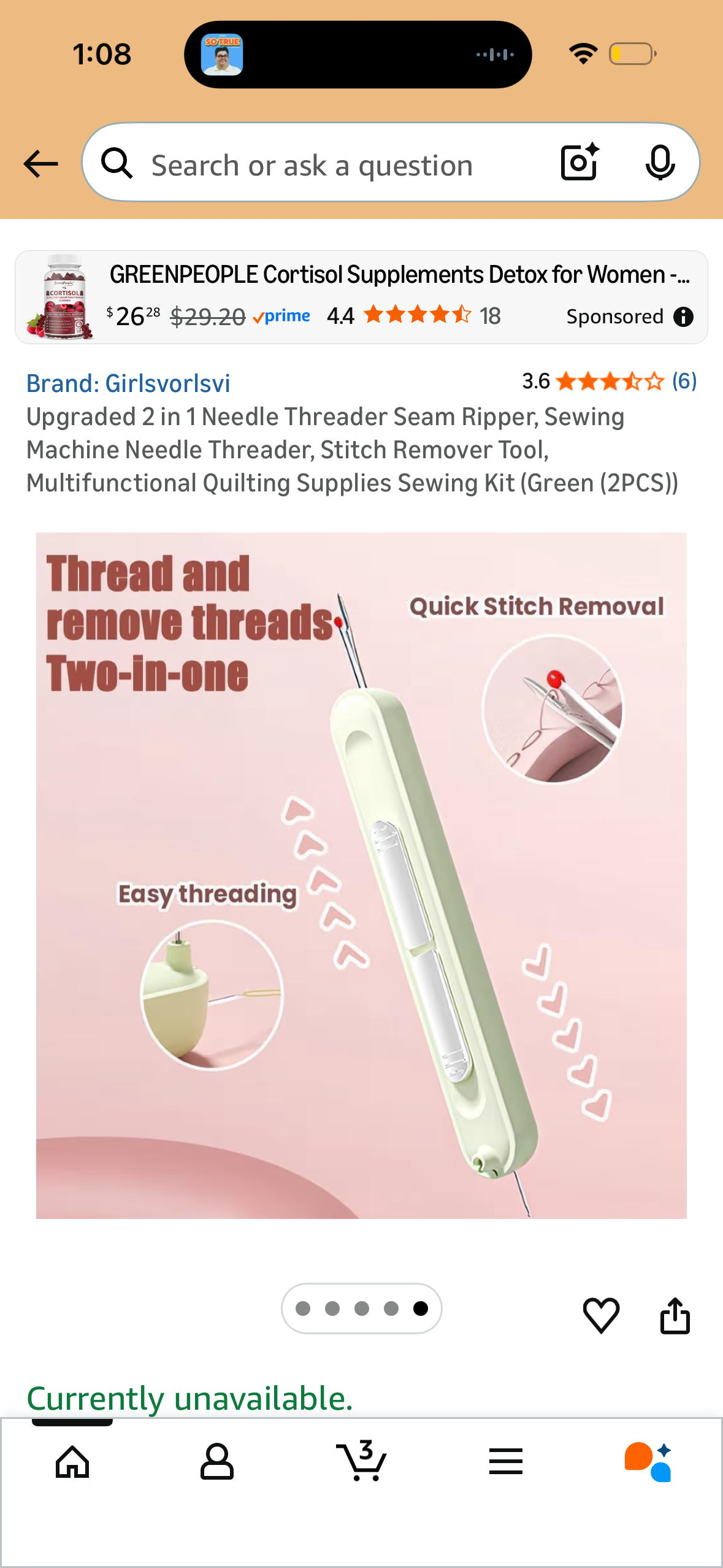 Upgraded 2 in 1 Needle Threader Seam Ripper, Sewing Machine Needle Threader, Stitch Remover Tool, Multifunctional Quilting Supplies Sewing Kit (Green (2PCS))