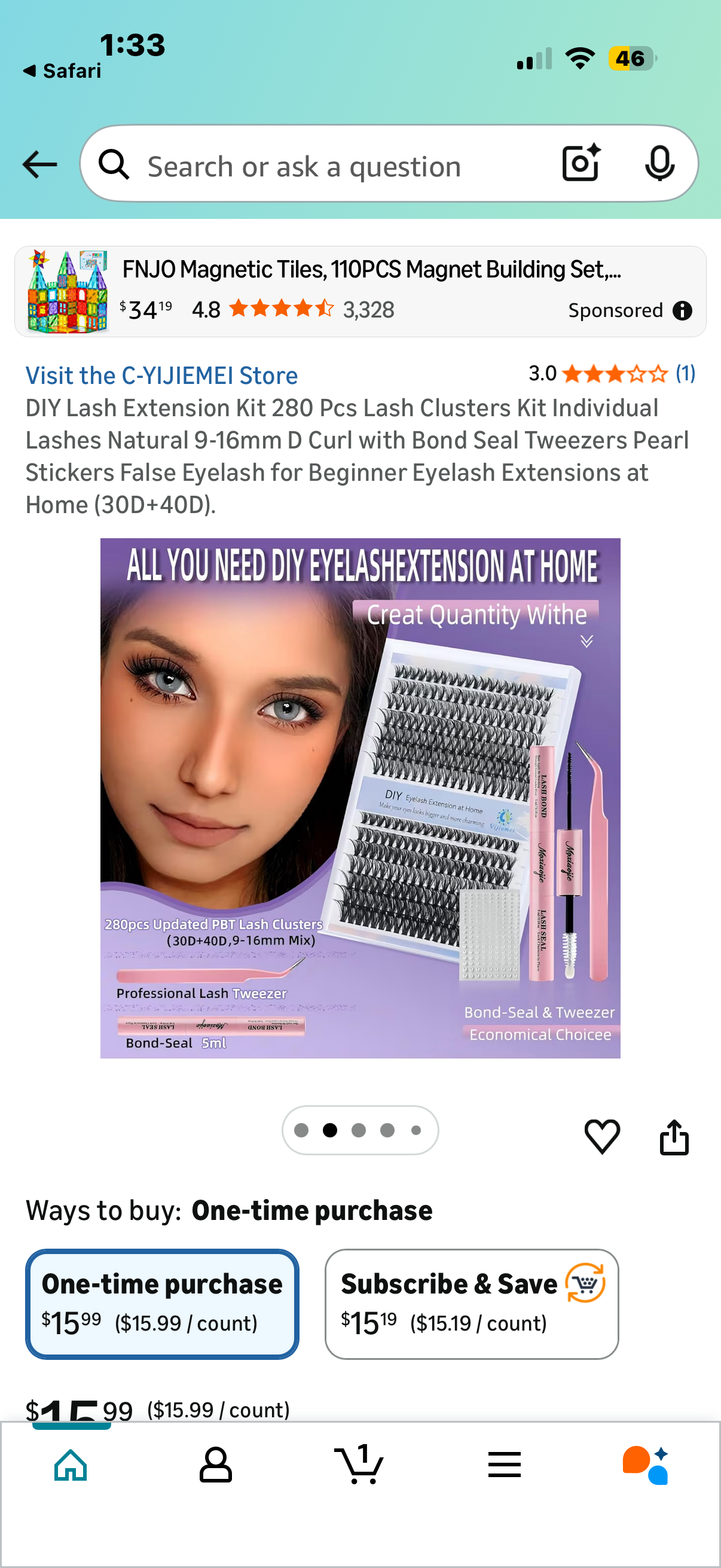 DIY Lash Extension Kit 280 Pcs Lash Clusters Kit Individual Lashes Natural 9-16mm D Curl with Bond Seal Tweezers Pearl Stickers False Eyelash for Beginner Eyelash Extensions at Home (30D+40D).