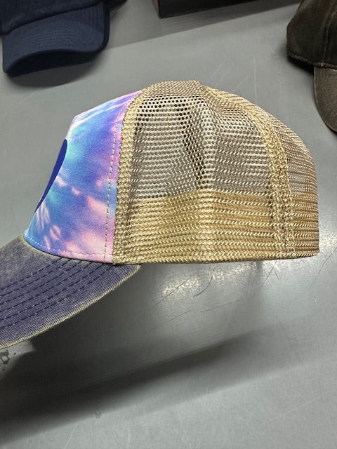 Tie Dye KC Heart Soft Trucker Cap (Blue Heart)