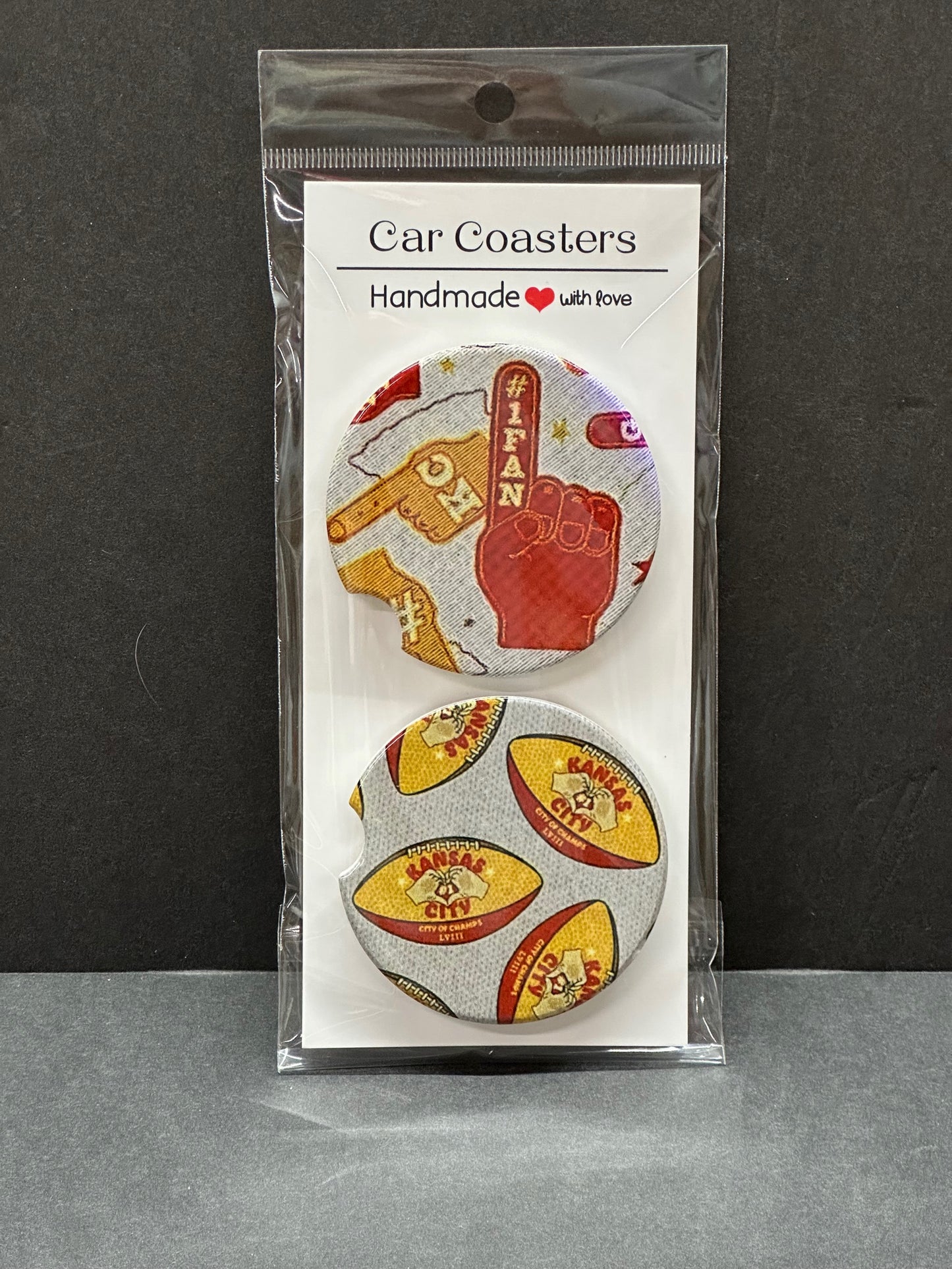 #1 Fan Football - 2-Pack Ceramic Car Coasters