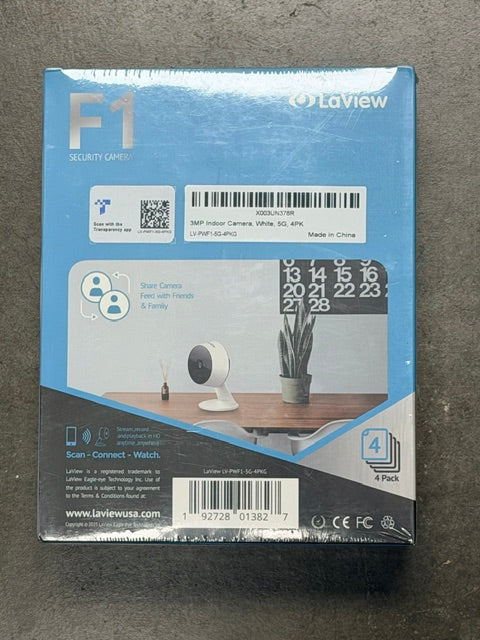 Laview 3MP Indoor Security Camera, White 5G (4-PK)