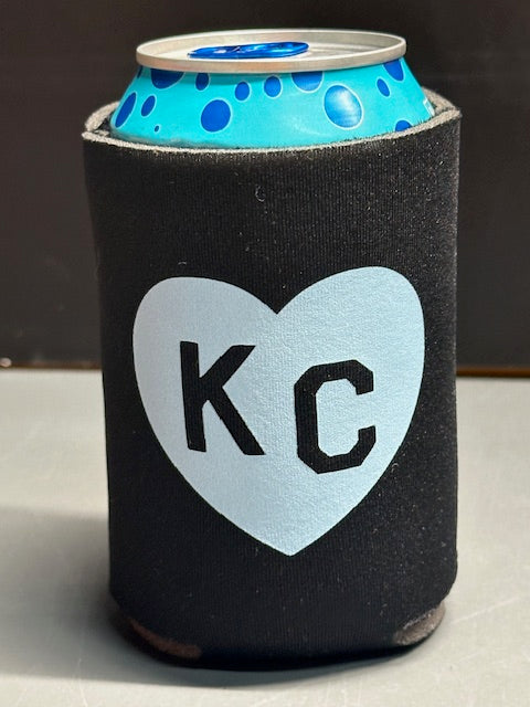 Light Blue KC Heart - Can Cooler Koozie (Black)