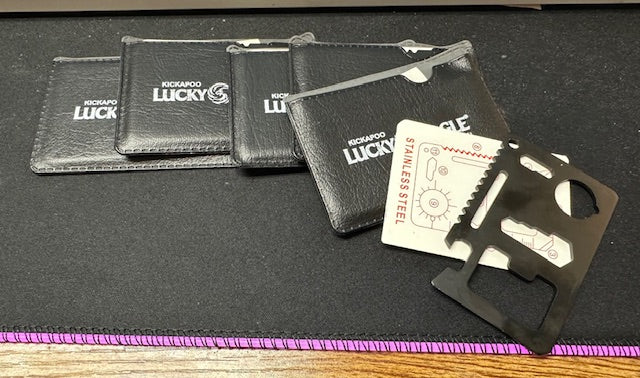 FIVE-PACK Black Stainless Steel Survival Pocket Tool Credit Card Wallet Sized