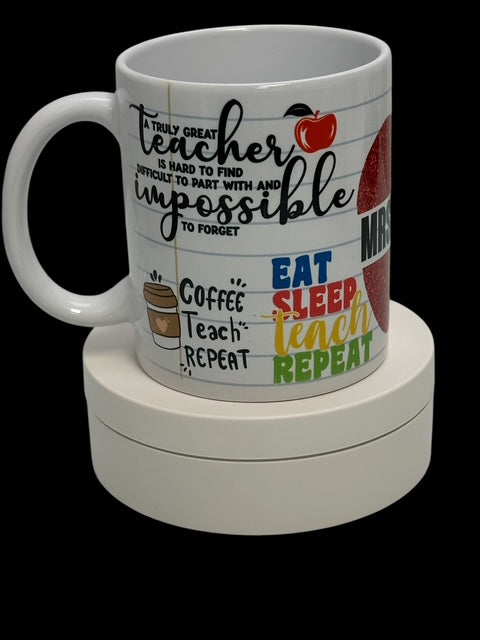 Personalized Red Apple Custom Teacher Coffee Mug (11-Ounce)